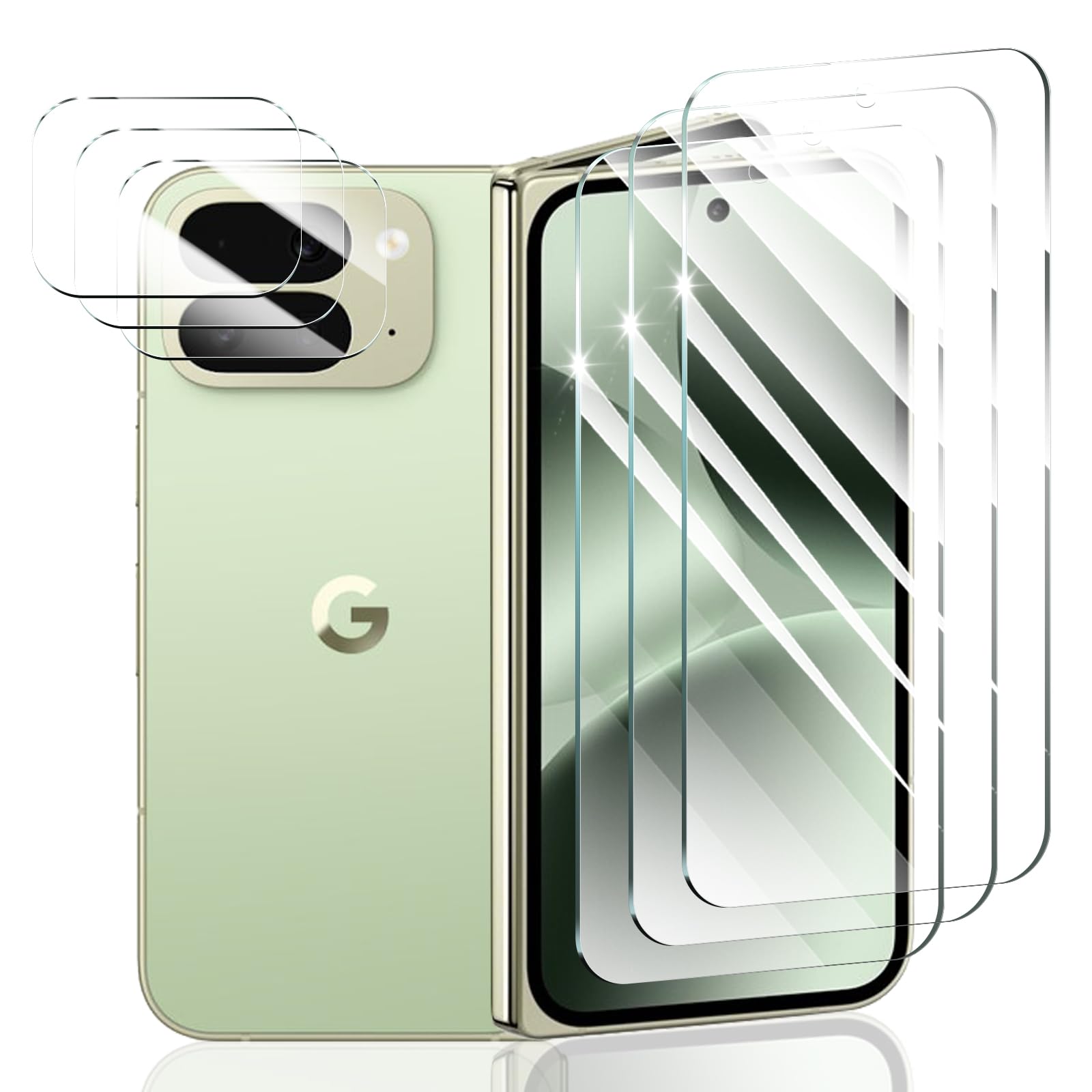 3+3-Pack, Screen Protector and Camera Lens Protector for Google Pixel 10 Pro Fold, Tempered Glass Film, Impact-Protection, HD, A