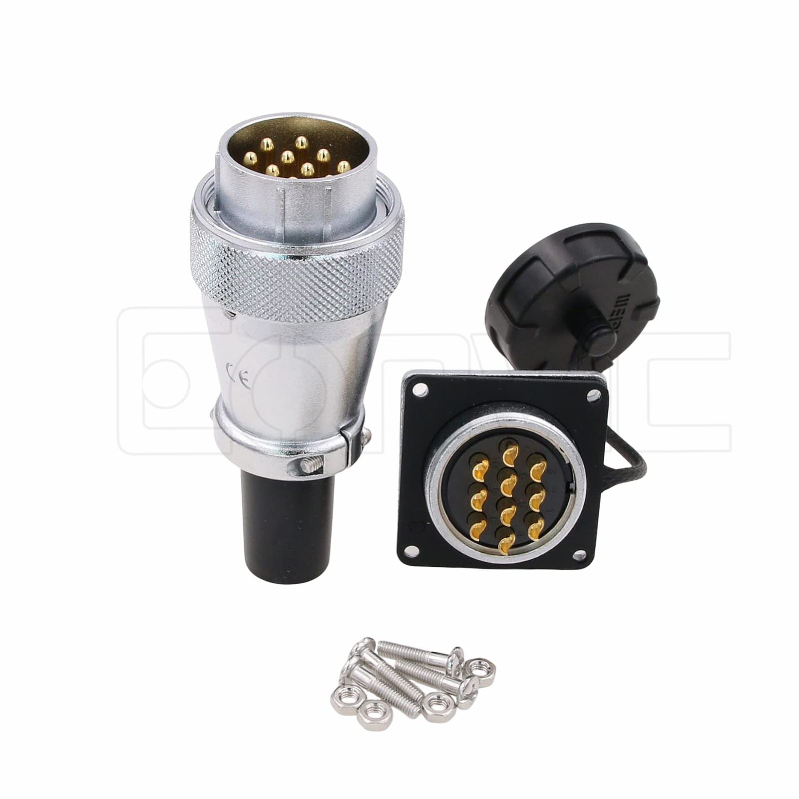 Eonvic Weipu Ws28 Connector Waterproof Ip67 Metal Male Plug Female Square Socket Panel Mount Aviation Cable Connector (10Pin)
