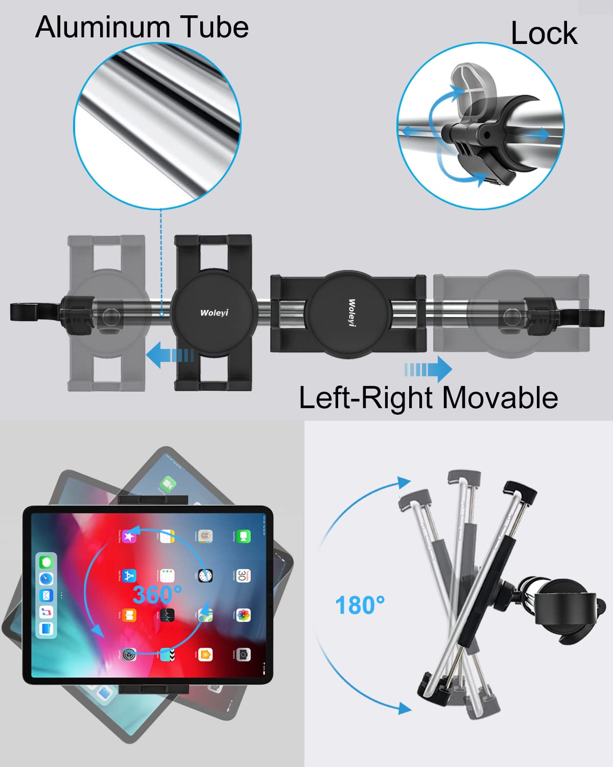 Woleyi Car Headrest Tablet Holder Mount   [Anti Shake & Stretchable] Tablet Holder Back Seat For Car Between Kids Stand, For Ipa