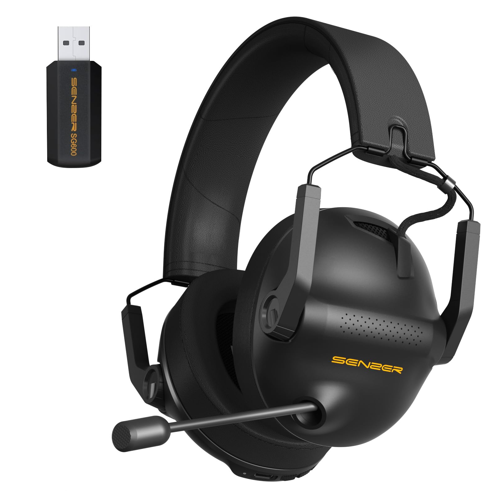 Senzer Sg600 Pro Wireless Gaming Headset With Microphone   7.1 Surround Sound, Noise Canceling Mic, 2.4Ghz Wireless & Bluetooth
