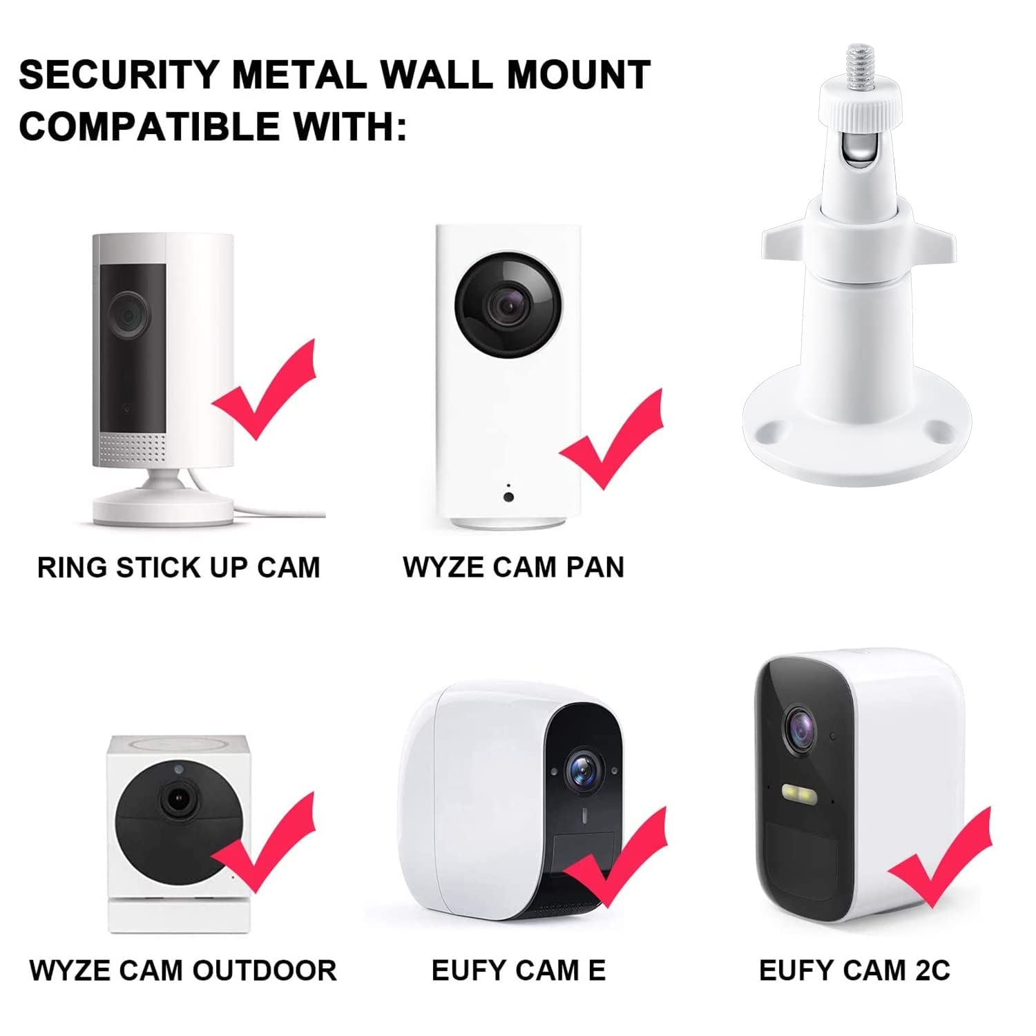 Security Camera Universal Mounting Bracket,Adjustable Indoor/Outdoor Security Wall Metal Bracket, Compatible With Arlo Pro/Pro 2/Pro 3/Pro 4/Ultra/Ultra 2, & With Ring Stick Up Cam Battery (4 Pack)