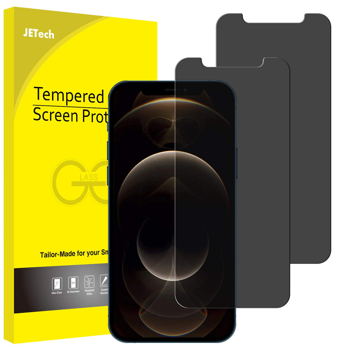 Jetech Privacy Screen Protector For Iphone 12 Pro Max 67 Inch, Anti Spy Tempered Glass Film, 2 Pack