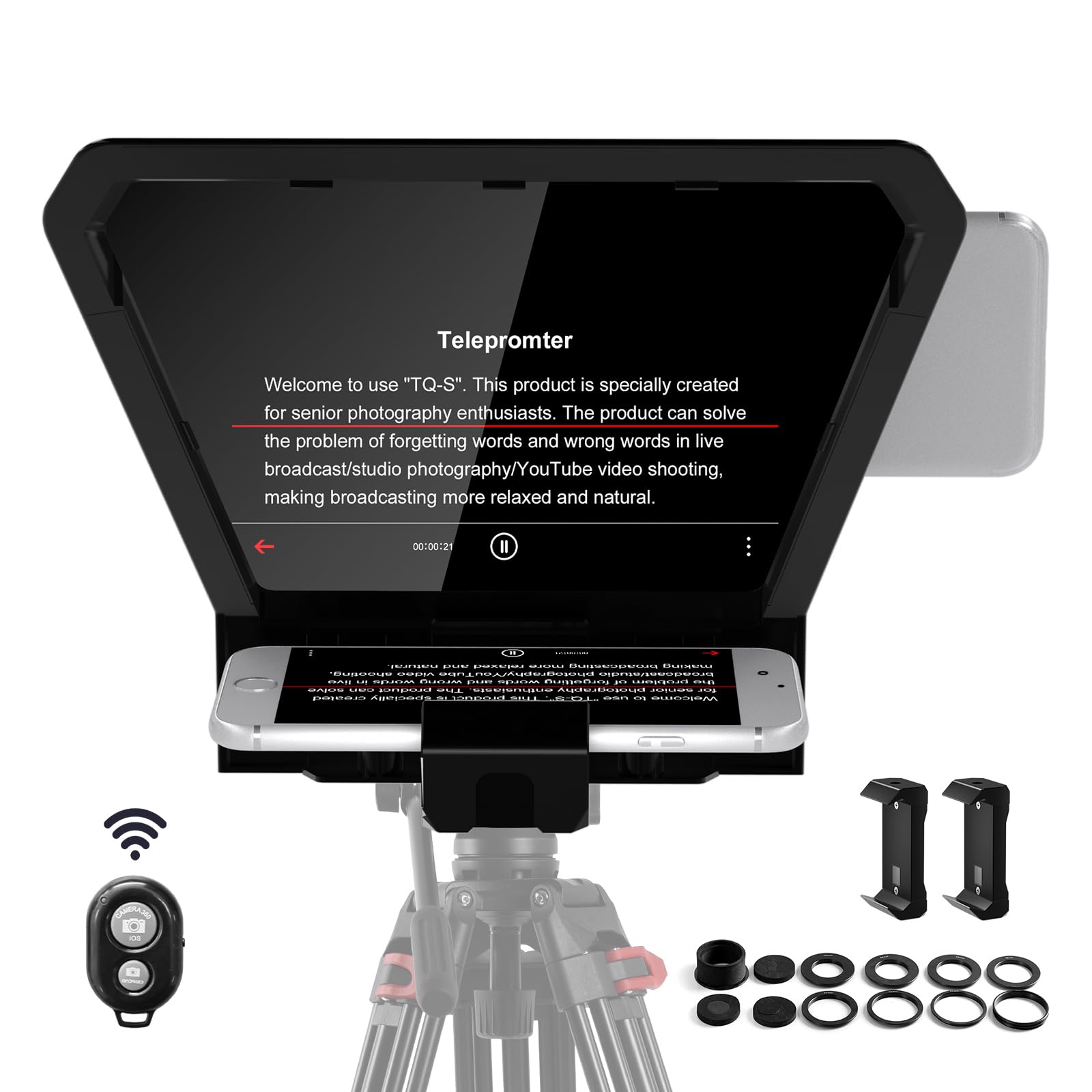 GVM Teleprompter Portable for iPad, Tablet, Smartphone & DSLR Cameras, Teleprompter Kit with Remote Control & Flexible Holder, t
