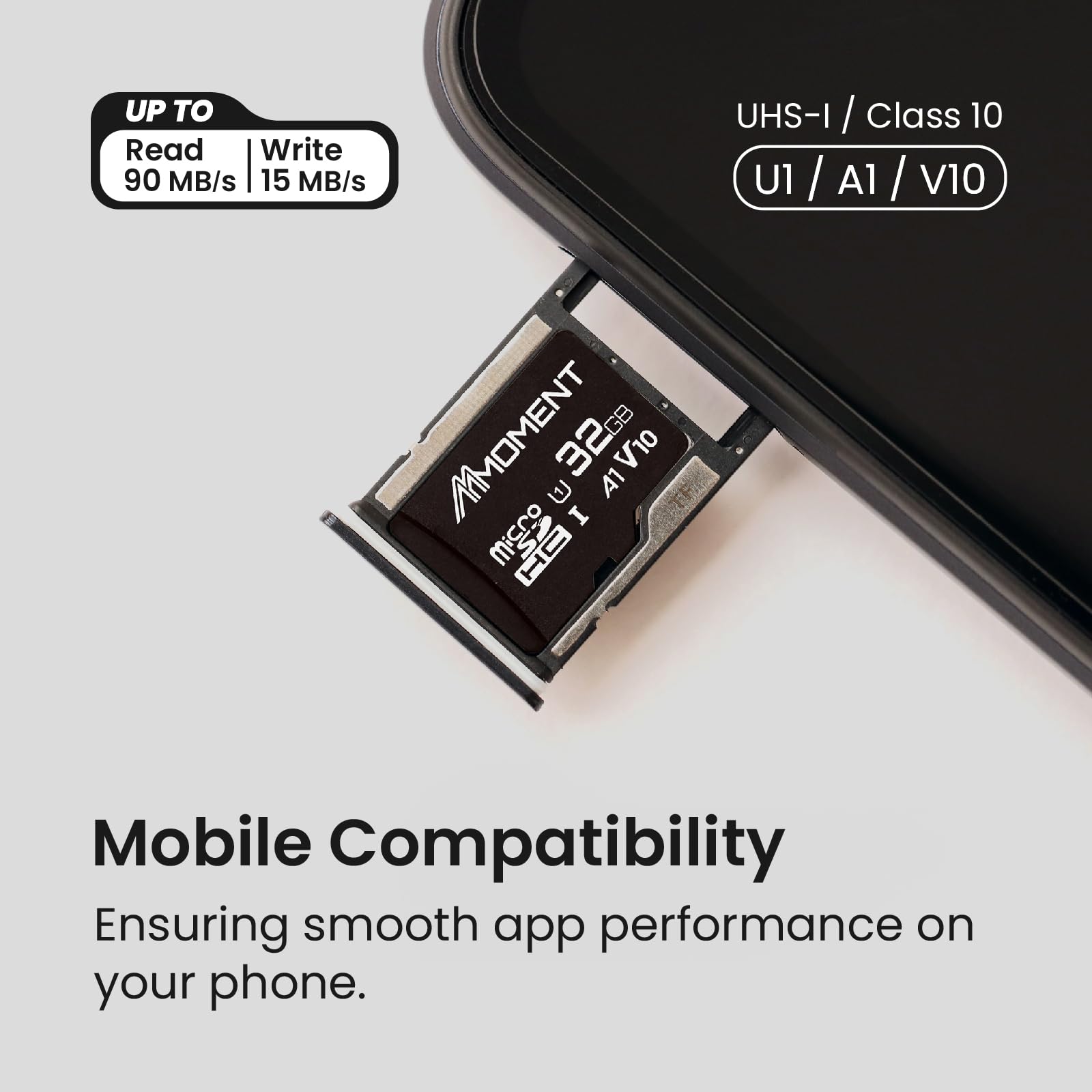 Mmoment 32Gb Micro Sdhc Card, A1, Uhs I, U1, V10, Class 10 Compatible, Read Speed Up To 90 Mb/S, Sd Adapter Included