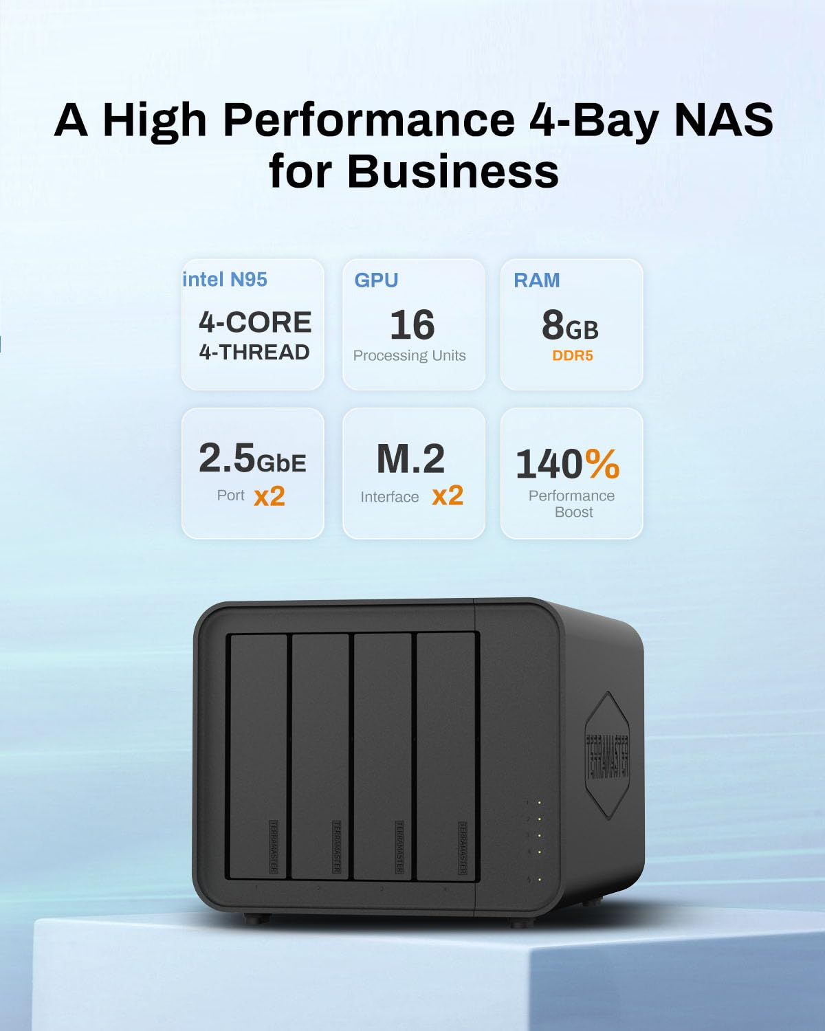 Terramaster F4 424 Nas Storage 4Bay   N95 Quad Core Cpu, 8Gb Ddr5 Ram, 2.5Gbe Port X 2, Network Attached Storage With High Perfo