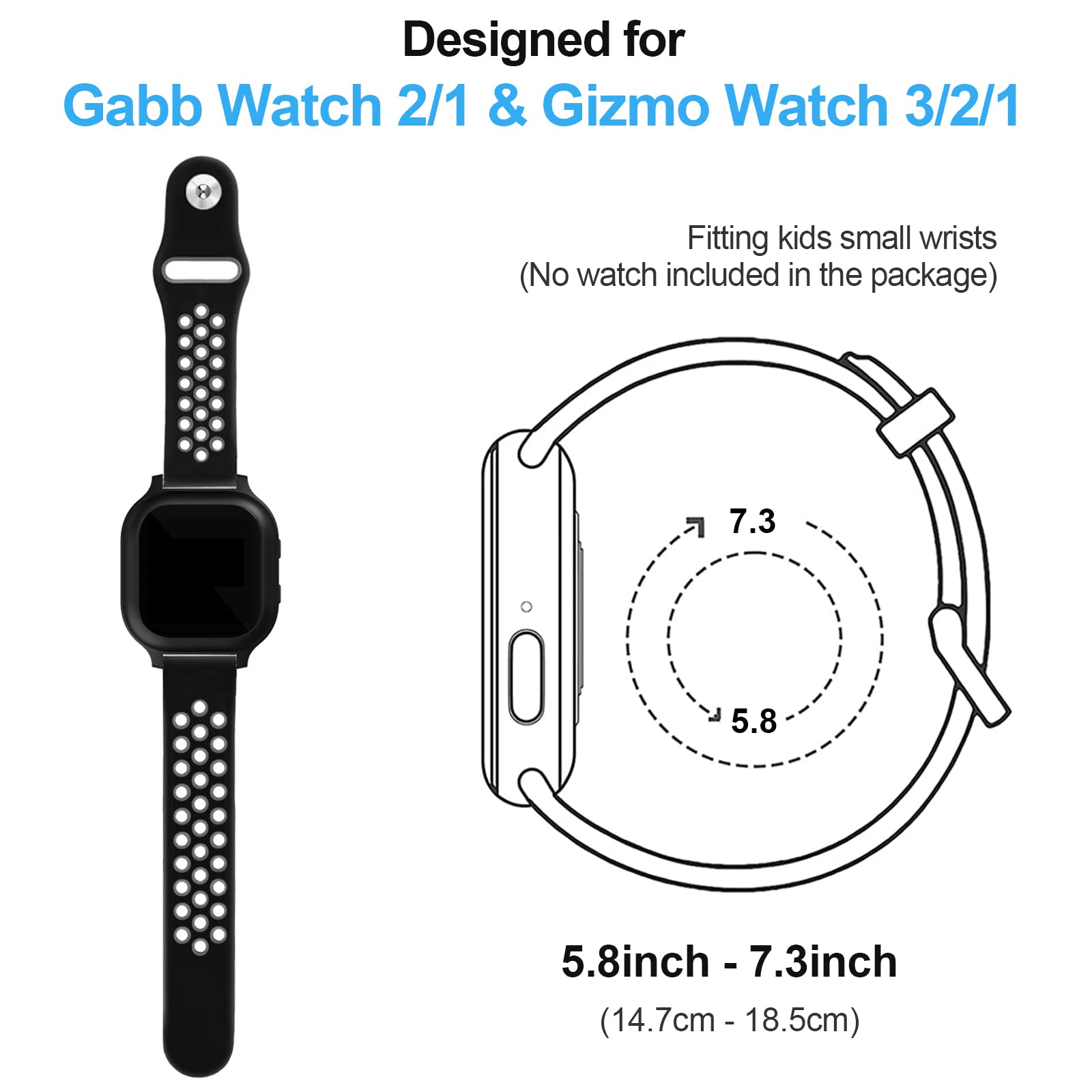 Newjourney For Gabb Watch Bands/Gizmo Watch Band Replacement, Breathable Soft Silicone Sport Wrist Strap Compatible With Gabb Wa