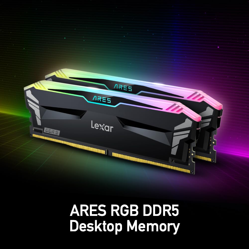 Lexar 32Gb (2X16Gb) Ares Rgb Ddr5 Ram 6000Mt/S Cl30 Desktop Memory   Amd Expo And Intel Xmp 3.0, Black (Ld5Bu016G R6000Gdla)