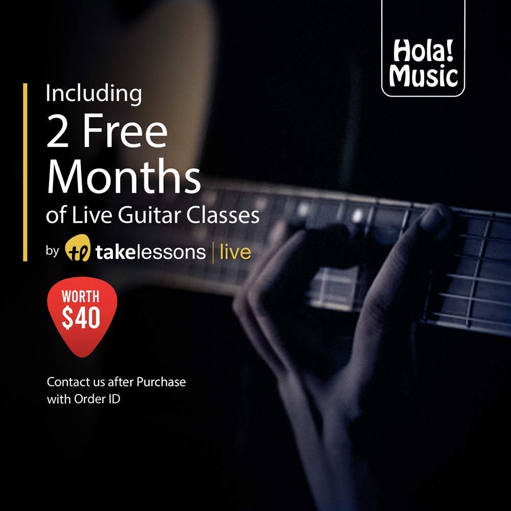 Hola! Music Classical Guitar, Half Size 34" Model HG-34GLS, Natural Gloss Finish, Includes Free Padded Gig Bag, Kids 1/2 Size