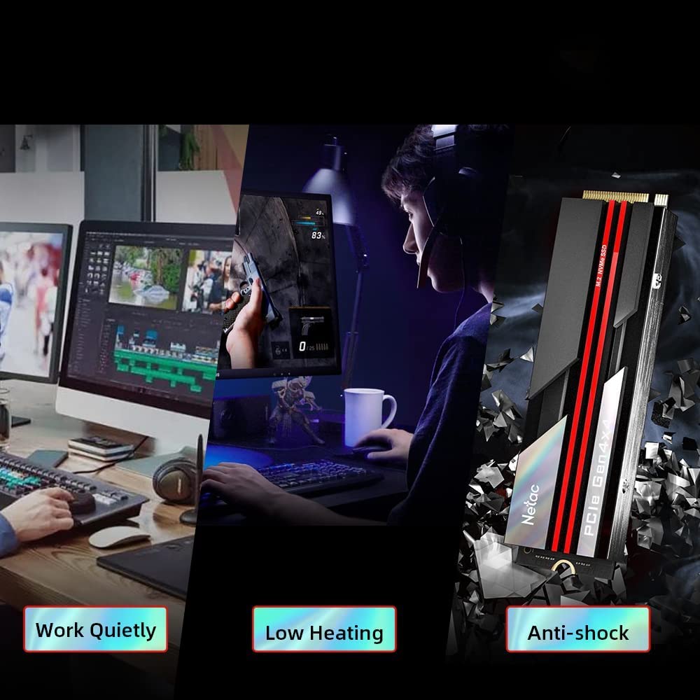 Netac 2Tb Pcie 4.0 Nvme Ssd M.2 2280 Internal Solid State Drive With Heatsink Slc Caching Speed Up To 7,000Mb/S High Performance For Pcs Desktop, Works With Ps5, Heat Control Easy To Install  Nv7000