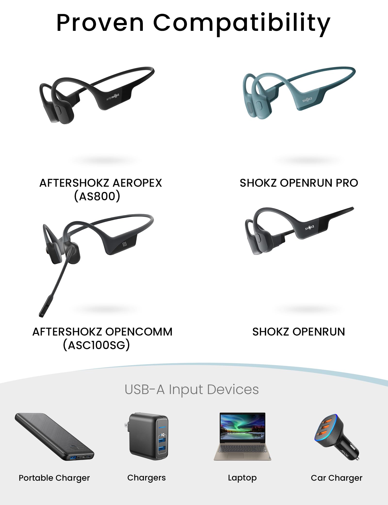 Sinoacc Charging Cable For Aftershokz Aeropex As800 & Opencomm Asc100Sg, Shokz Openrun & Openrun Pro S810 Magnetic Replacement 3