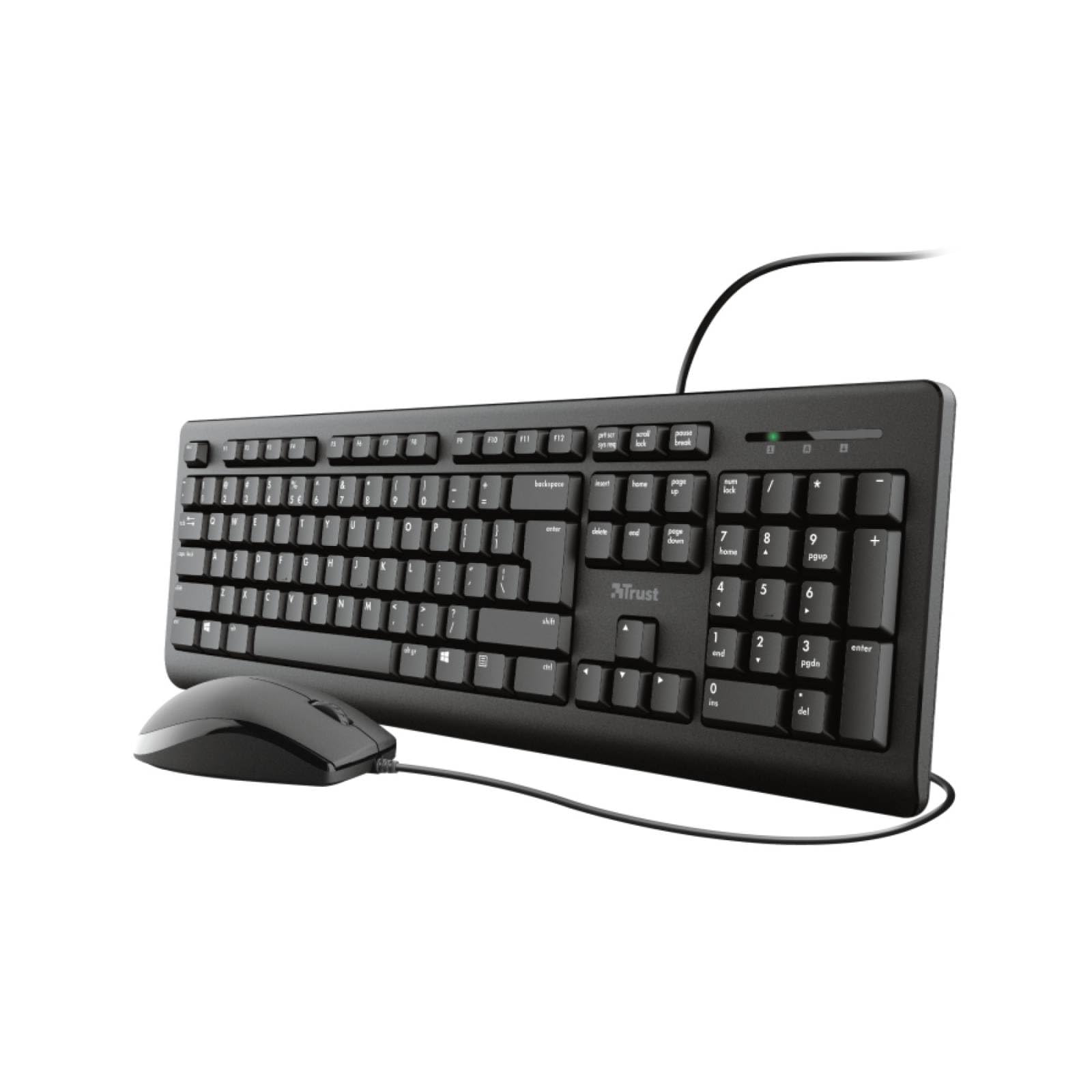 Trust TKM-250 USB Wired Keyboard And Mouse Deskset, Black