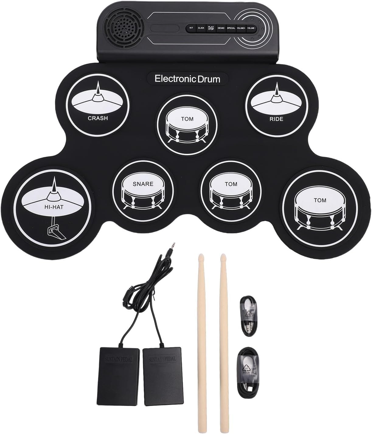 Suptikes Portable Electronic Drum Pad Set, Black