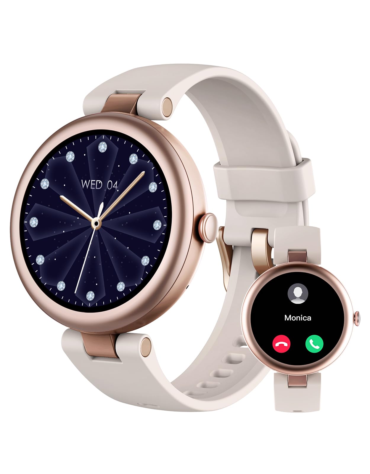 SHANG WING Fitness Tracker, Round Fitness Watches for Women with Bluetooth Call Heart Rate Monitor Sleep Tracker Calorie/Step Co