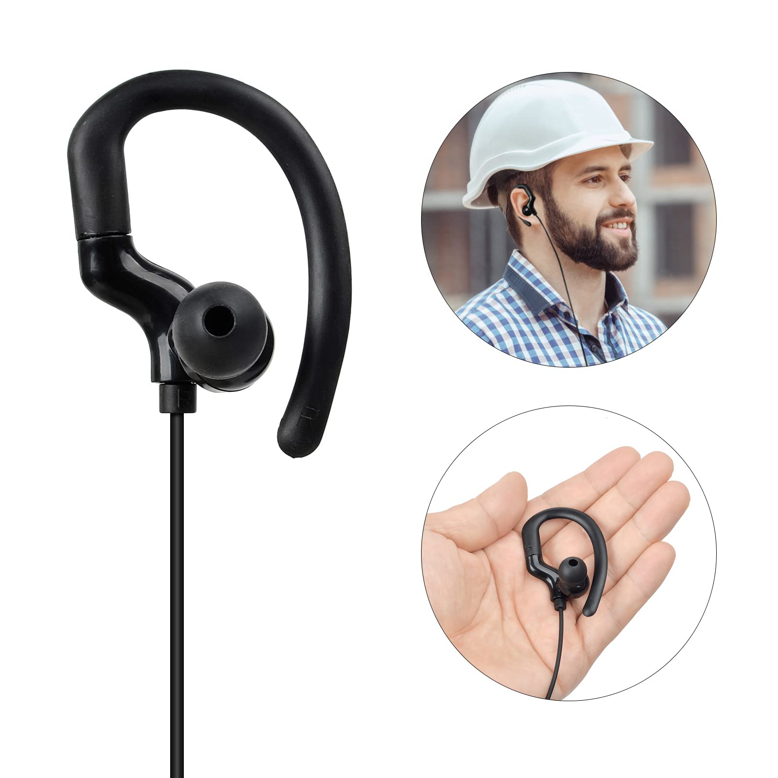 Hyshikra G Shape Earpiece, Headset Coil Cable With Ptt And Speaker Mic For Baofeng Uv 5R 5Ra 5Rb 5Rc 5Rd 5Re 5Replus 3R+ Kenwood