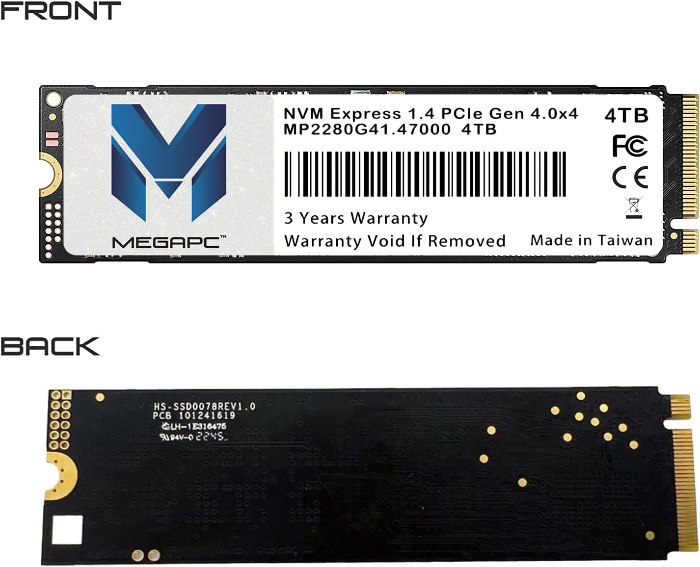 Megapc Pcie Ssd 4Tb Nvme M.2 2280 Internal Solid State Hard Drive, Interface Pcie Gen 4.0 X4, Speed Up To 7000 Mb/S, Storage And