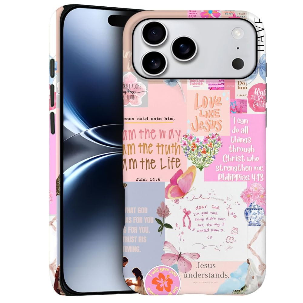 Case for iPhone 17 Pro Max - Slim Fit Anti-Scratch Phone Case for Girl Women - Christian Collage Jesus (Frosted)