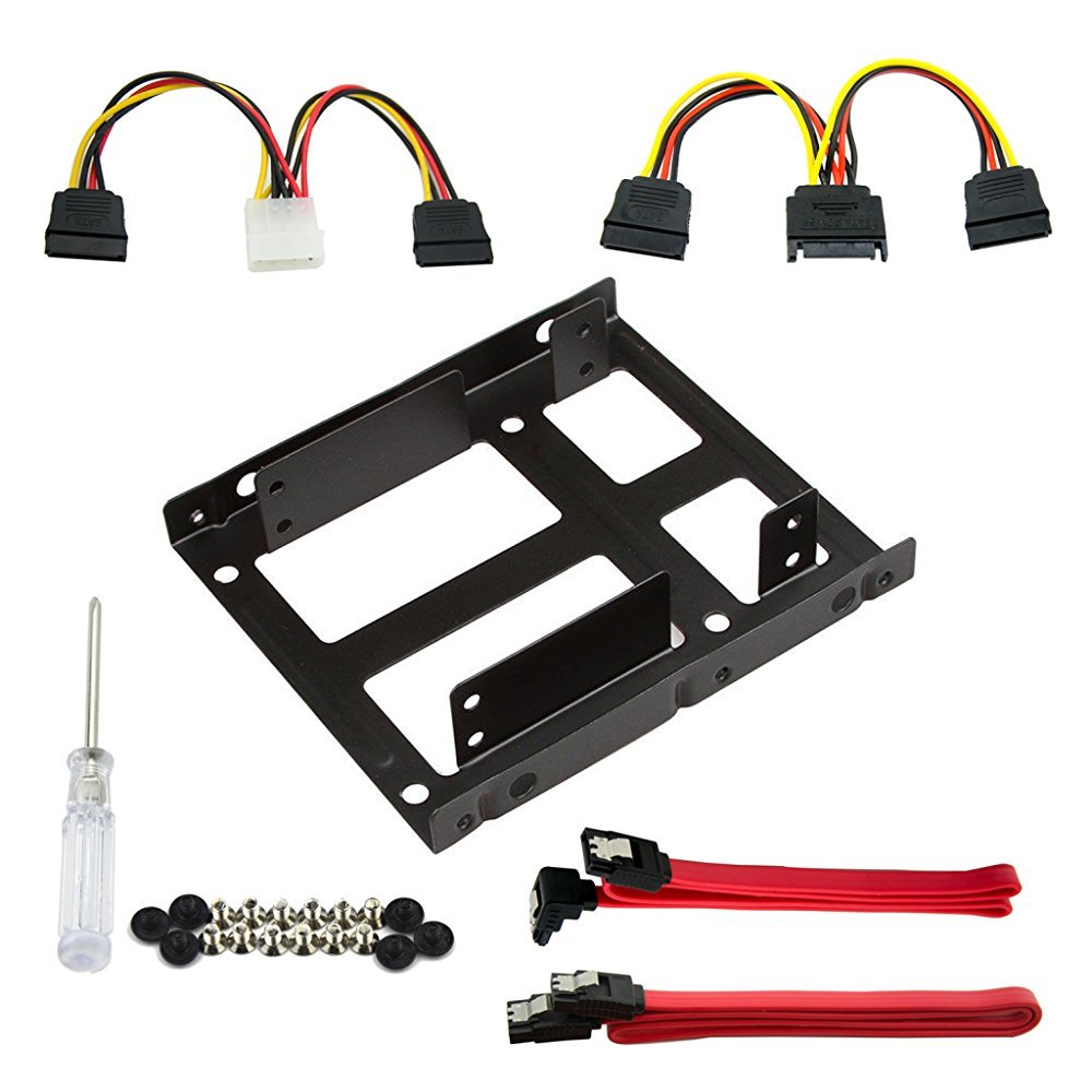 Qook 2X 2.5 Inch Ssd To 3.5 Inch Internal Hard Disk Drive Mounting Kit Bracket(Sata Data Cables And Power Cables Included)