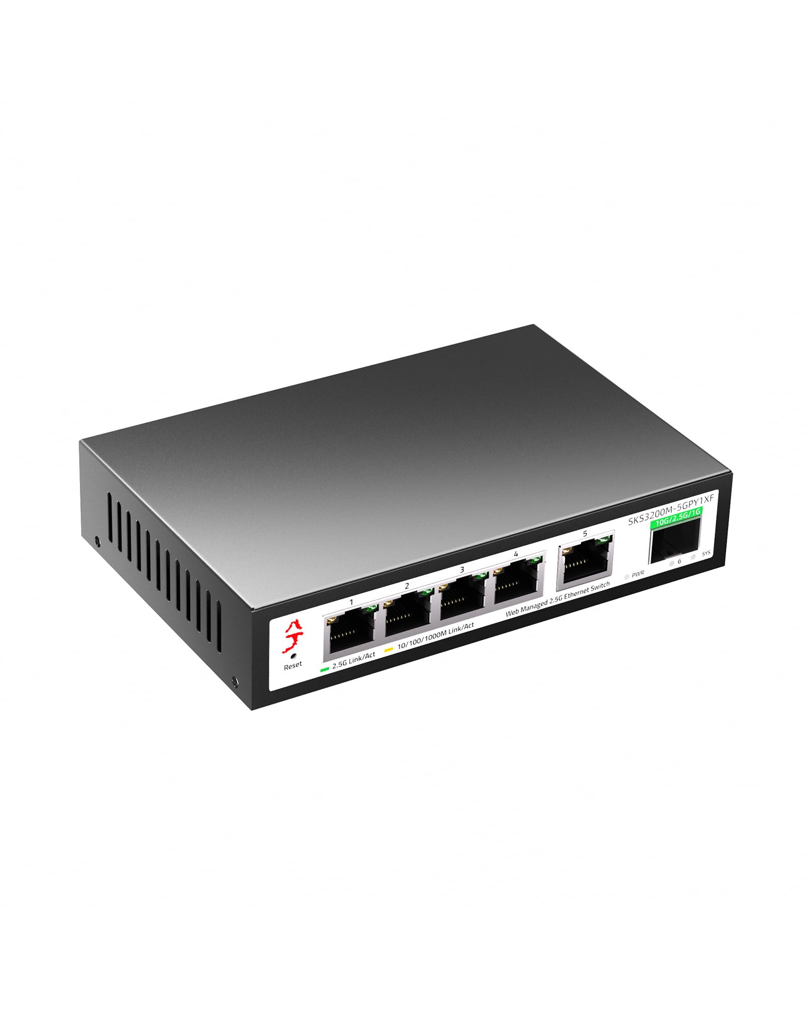 Xikestor 5 Port 2.5G Web Managed Ethernet Switch With 10G Sfp+, 2.5Gb Network Homelab Switch Support Lacp/Vlan/Qos/Stp/Igmp, 2.5