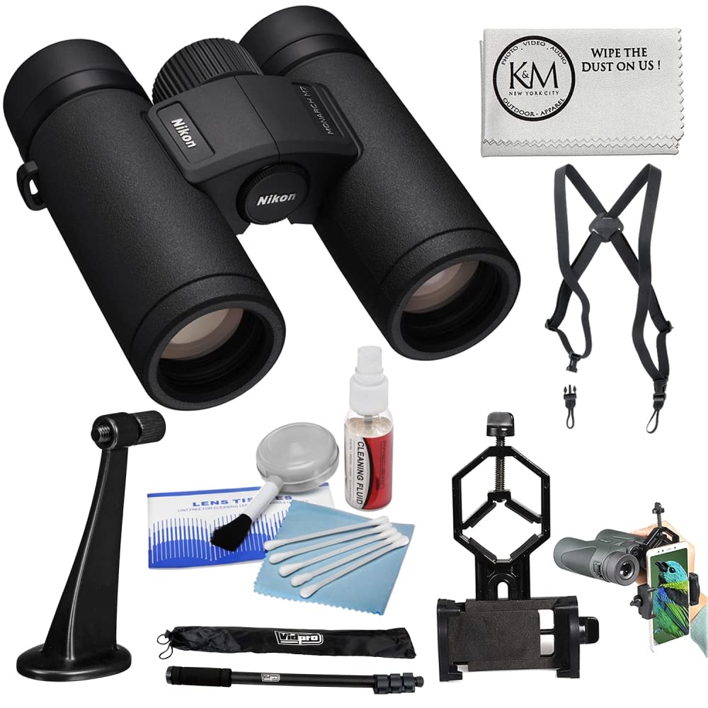 Nikon 8X30 Monarch M7 Binoculars Bundle With Binocular Harness + Smartphone To Binocular Adapter + Binocular To Tripod Adapter +