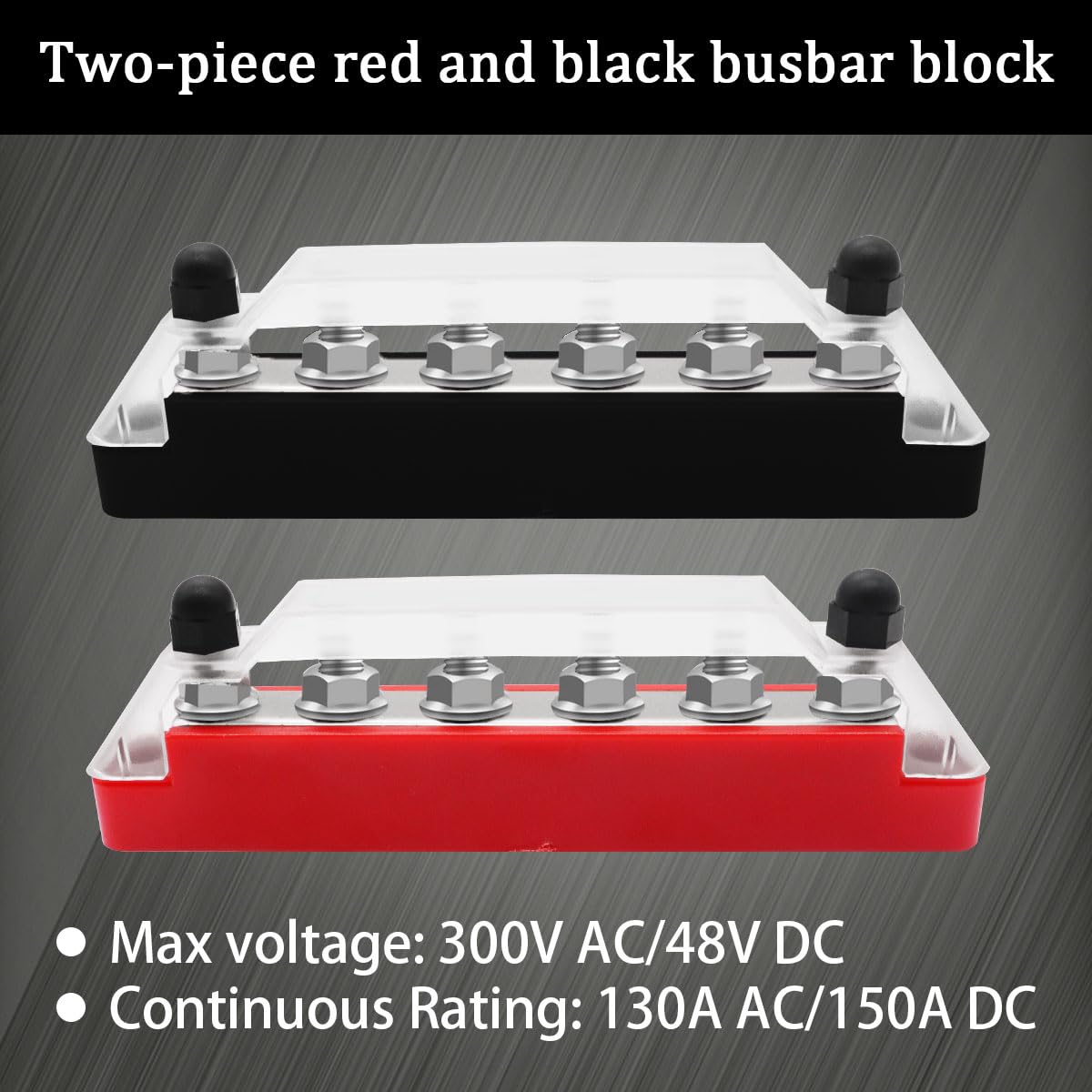Seamaka (Red+Black) Power Distribution Terminal Block With Cover With 6 X 1/4    (M6) Post,Battery 12V Bus Bar With Ring Termina