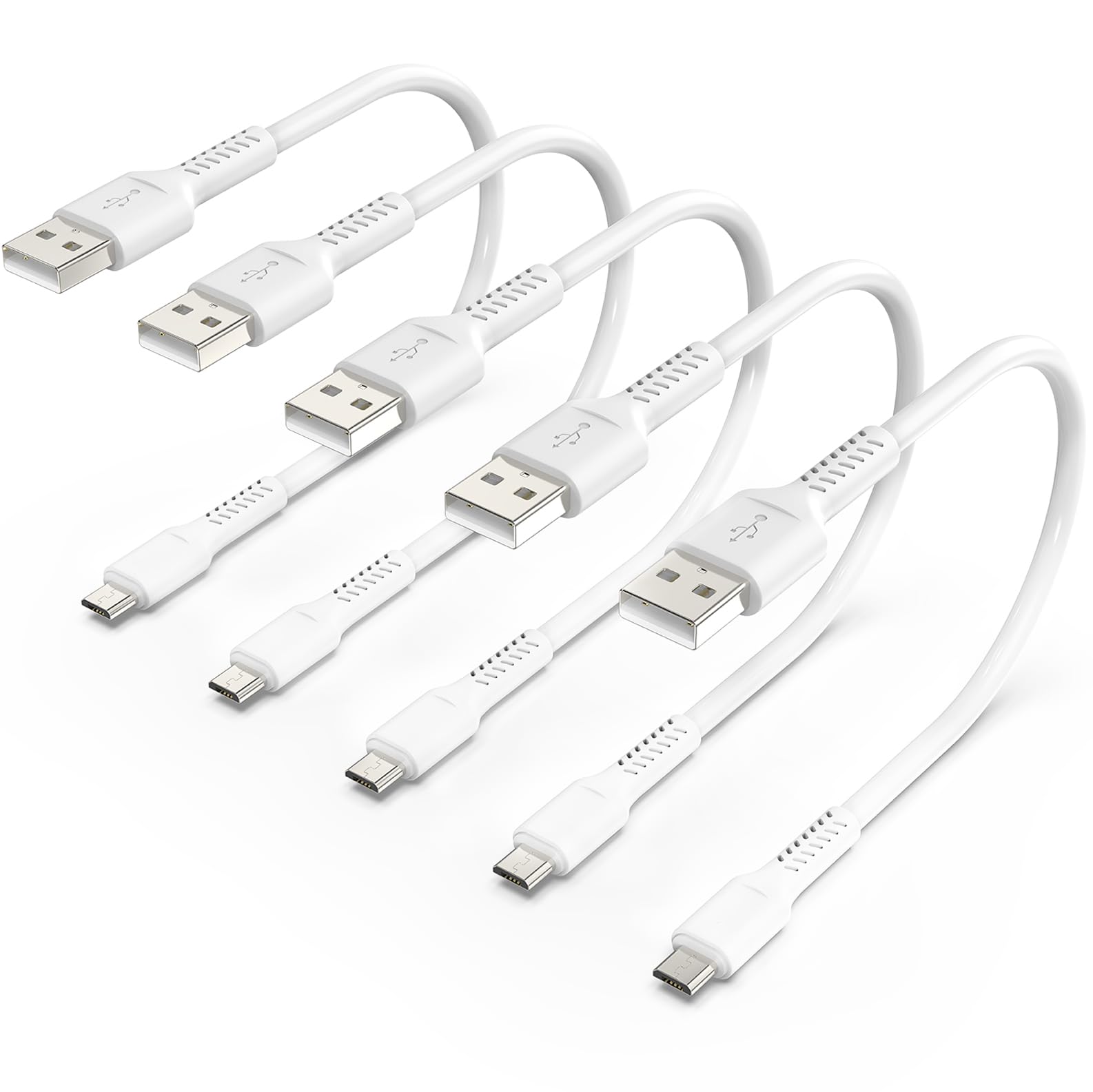 Short Micro Usb Cable 1Ft, 5 Pack Android Micro Usb Cable Standard 2.0 Usb A To Micro Usb Charger Cord Micro B Android Charging 