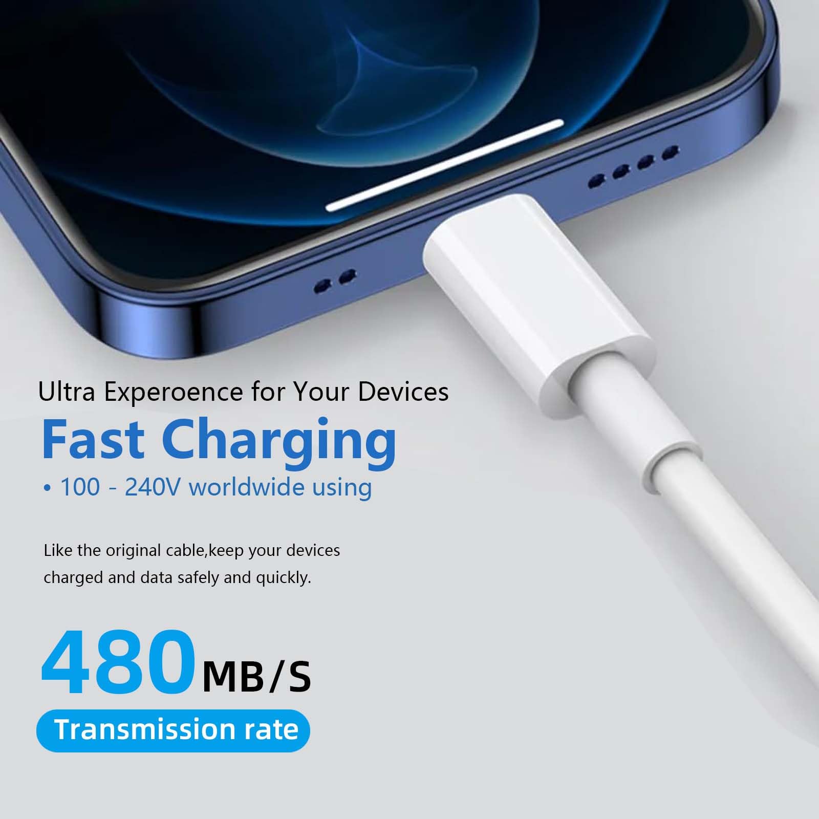 AHDFWI Carplay Cable Cord - 3 Feet USB A to USB C - White, Compatible with iPhone 16/17, iPad Pro, Air, Mini - Durable Charging Solution