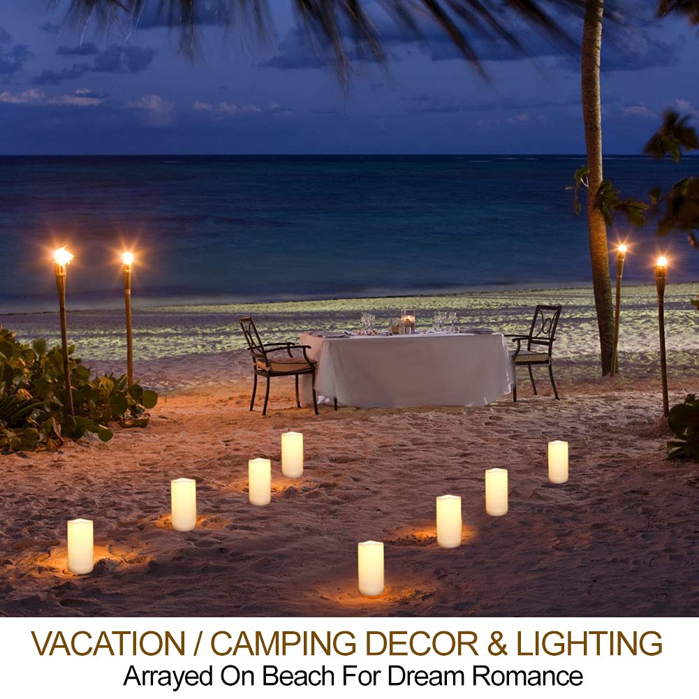 Home Most Pack Of 4 White Led Candles Outdoor 3X6   Unscented Ip65 Waterproof Battery Powered Flameless Led Pillar Candles With