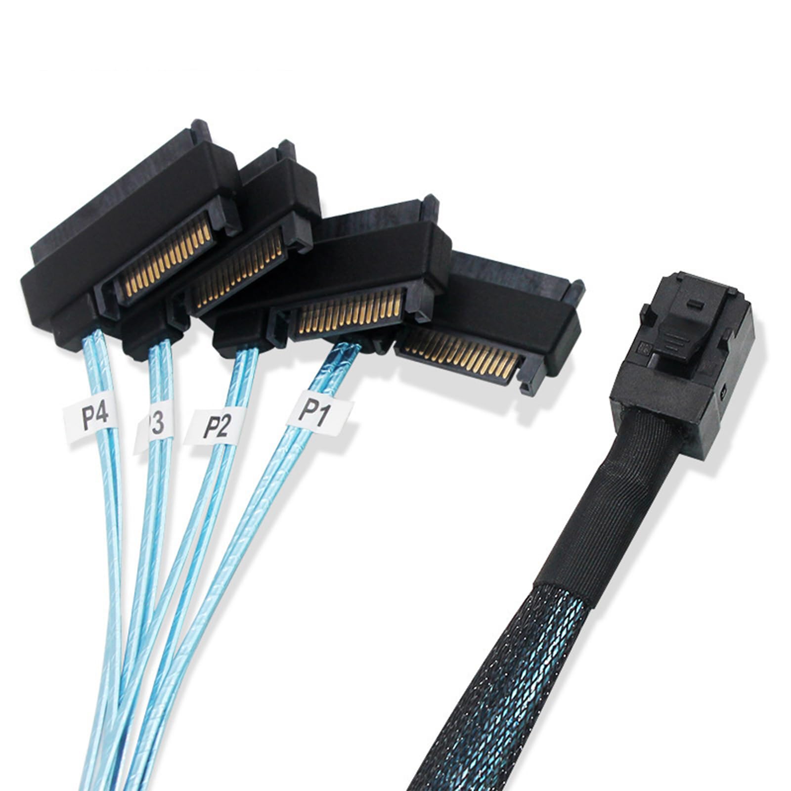 Sff 8643 Internal Mini Sas Hd To (4) 29Pin Sff 8482 Connectors With Sas 15Pin Power Port 12Gb/S Cable 1M 3.3 Feet