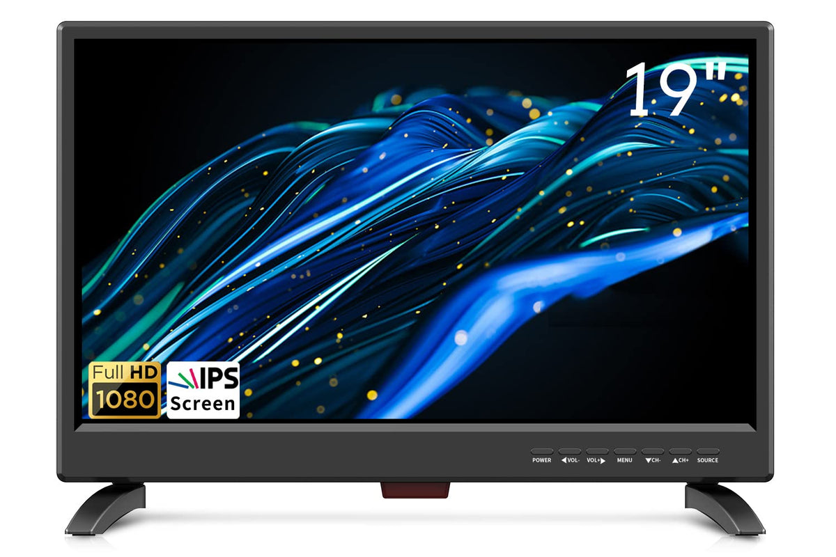 Feihe 19 Inch Flat Screen Tv Built In Digital Atsc Tuners, 1080P Led Tv With Hdmi Vga Av Usb Port For Kitchen, Bedroom, Rv, Cara