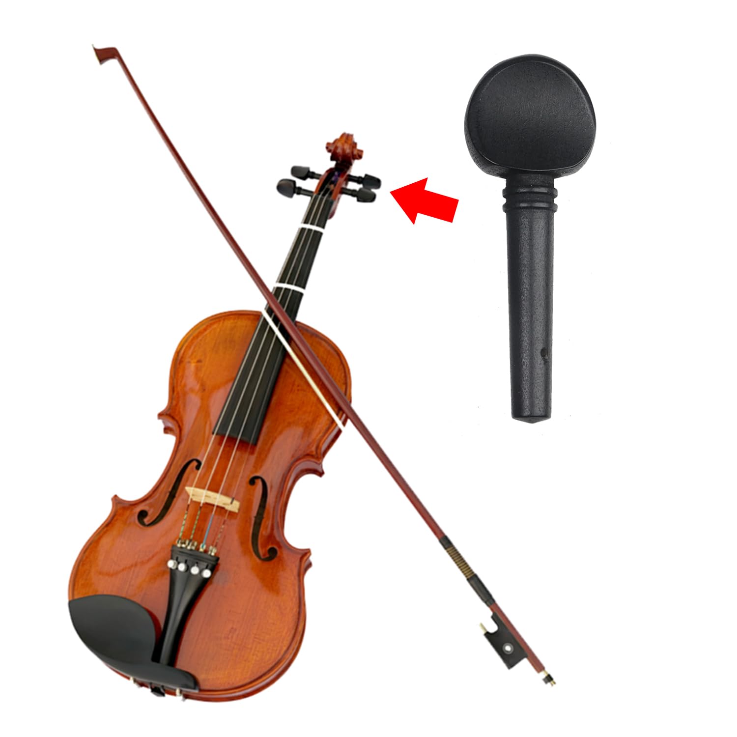 Geesatis 4 Pcs 4/4 Violin Tuning Pegs Fiddle Black Ebony Wood Violin Tuning Pegs Replacement Sets