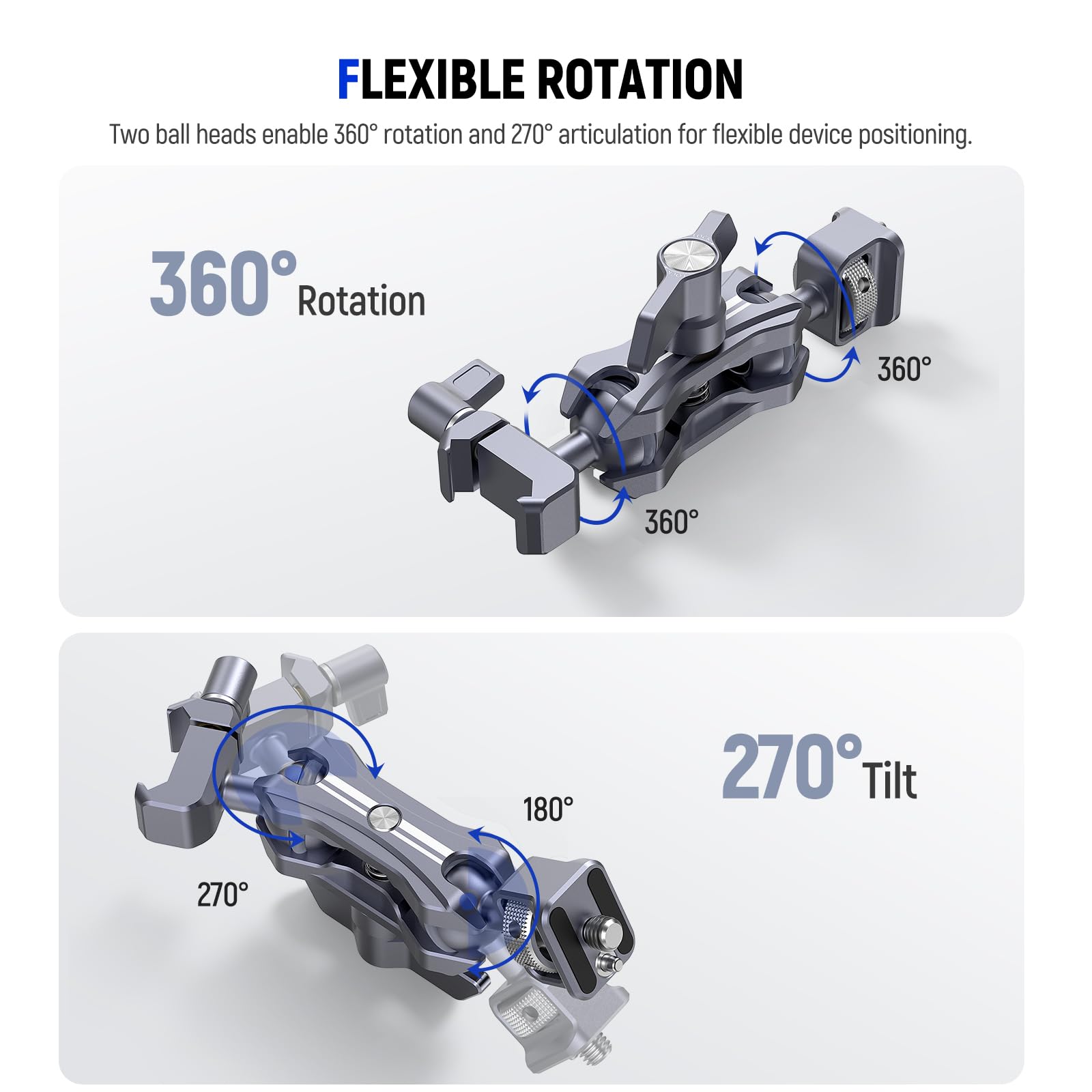 Neewer Lightweight Magic Arm, Articulating Friction Arm With 1/4'' Screw & Nato Clamp, Retractable Anti Twist Locating Pin, 360
