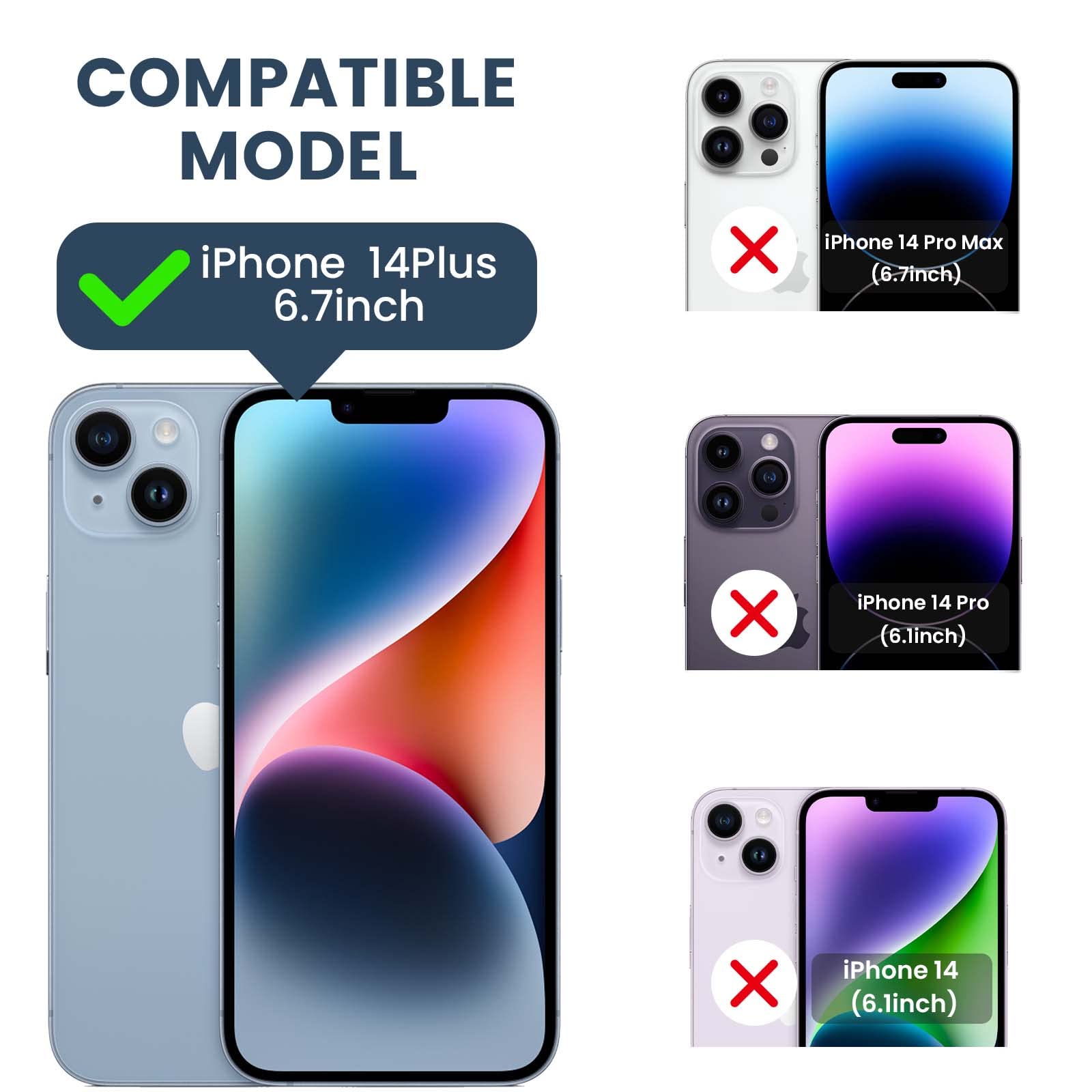 Goton For Iphone 14 Plus Case With Screen Protector   Slide Camera Cover Phone Case With Ring Stand, Heavy Duty Military Grade S