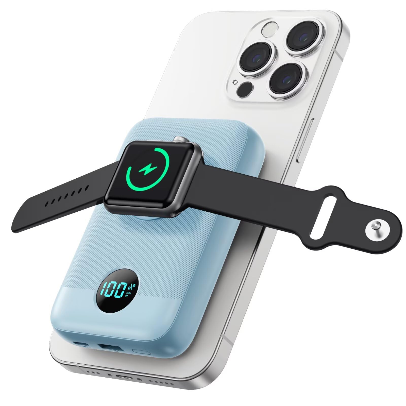 Magnetic Portable Charger For Iphone, 10800Mah 4-In-1 Wireless Power Bank With Iwatch Charger, 25W Pd Fast Charging Battery Pack