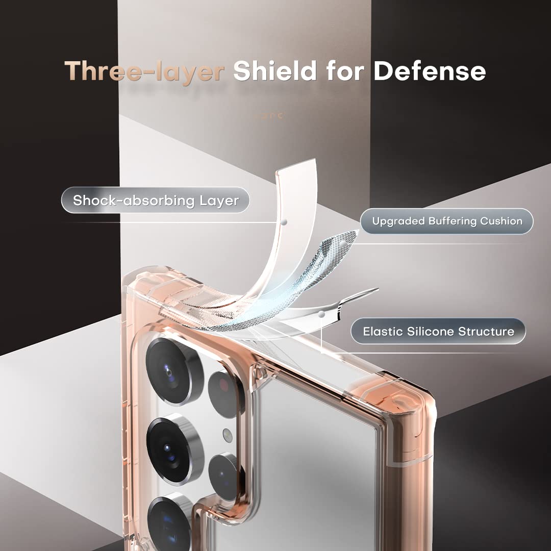 Tocol For Samsung Galaxy S22 Ultra Case, Translucent Matte Hard Back [Military Grade Shockproof] [Anti Scratch & Anti Fingerprin