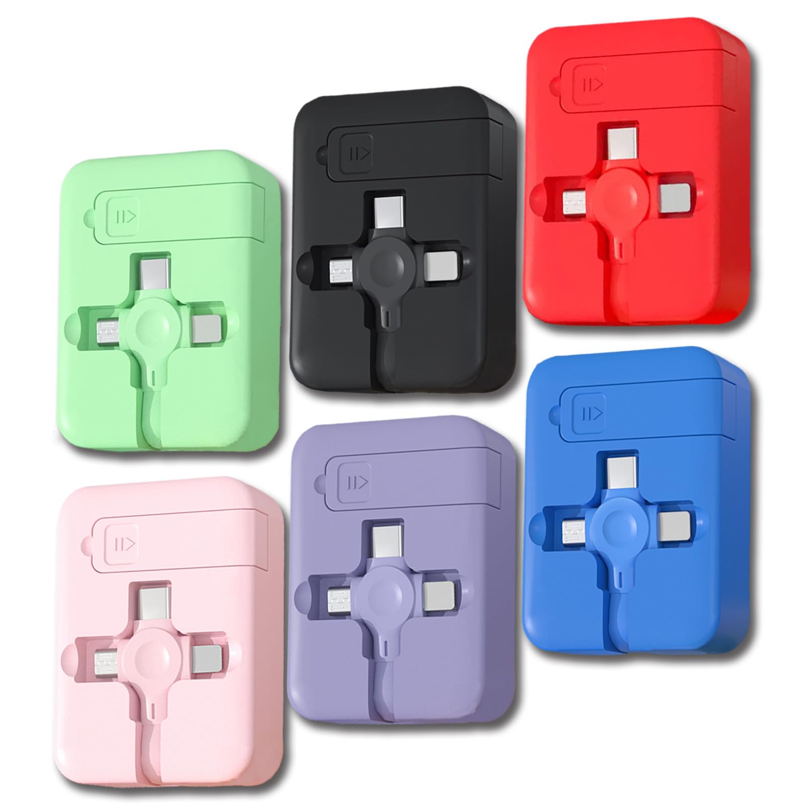 6 Pcs 3 in 1 Retractable Multi Charging Cable (3.28FT) with USB C/Micro USB/IP and Phone Stand, Festivals and Birthday Gift for 