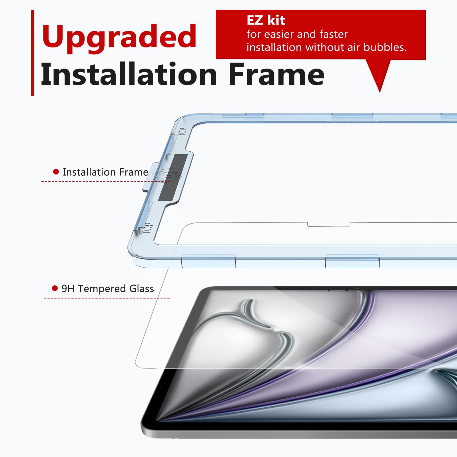 Bersem Screen Protector Compatible With Ipad Air 13 Inch 2024 (M2), Tempered Glass, Ultra Clear, Anti Scratch, Case Friendly, Ez