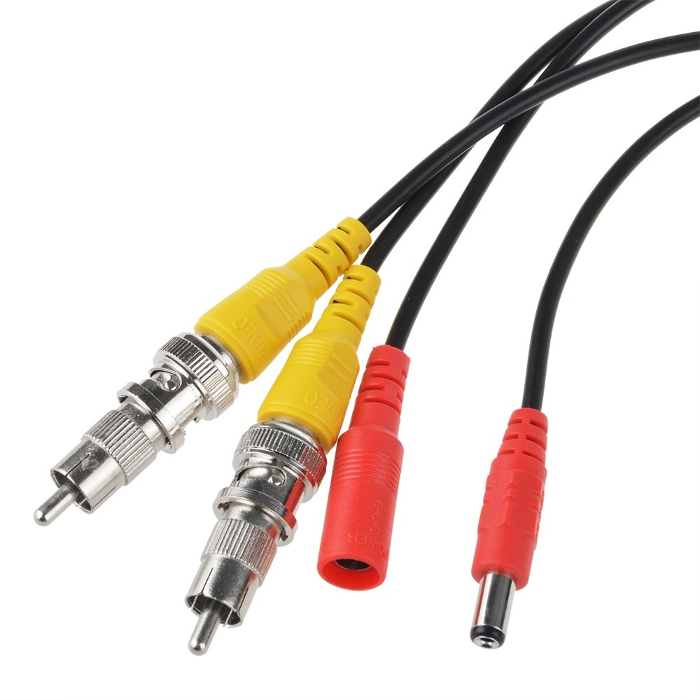 Flashmen 25Ft 1 Pack Bnc Video Power Cable Security Camera Wire Cord For Cctv Dvr Surveillance System One Cable With 2X Bnc To Rca Connectors 2X Bnc To Bnc Connectors 1X Dc Plug Adapter