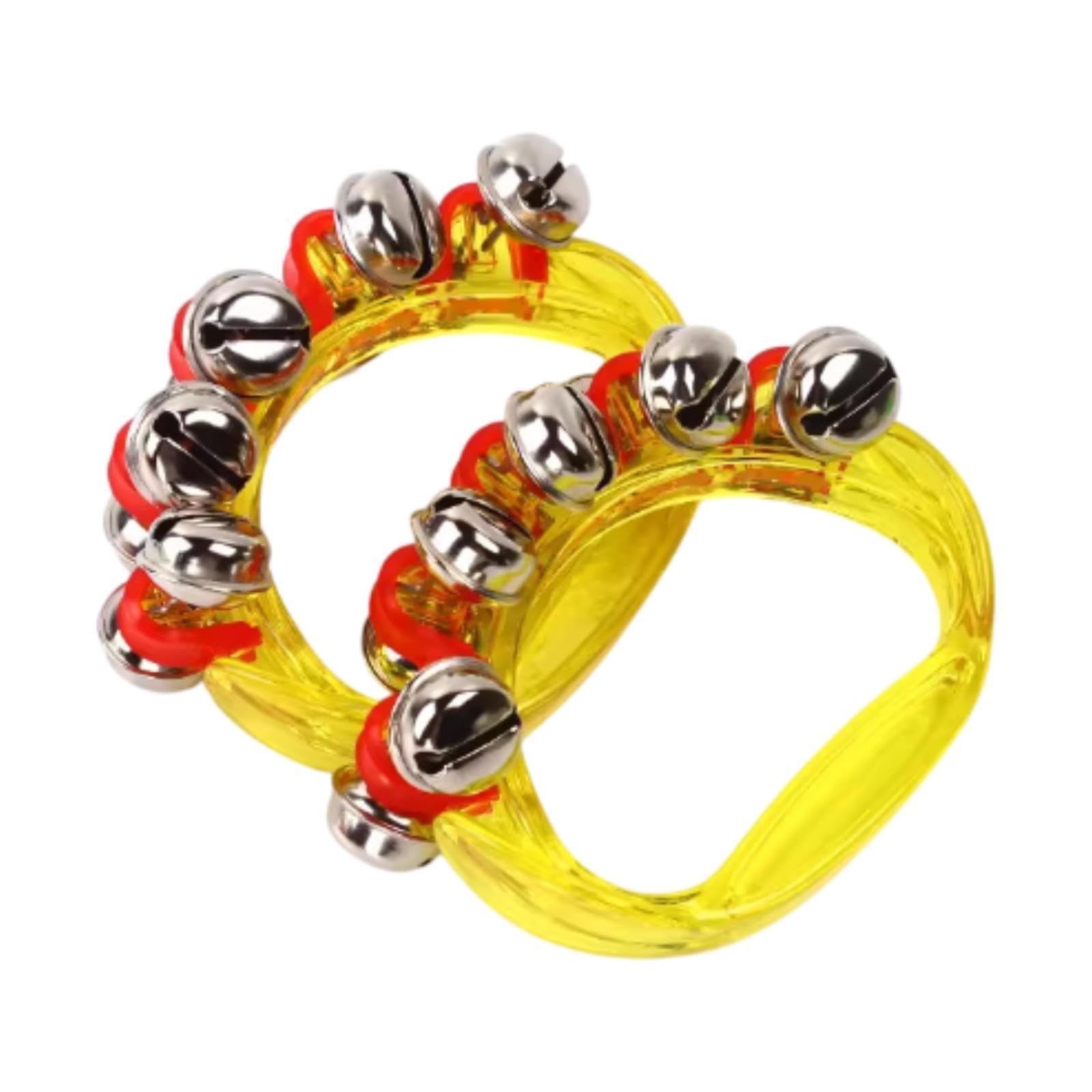 ATORSE 2 Pieces Hand Bells Hand Bell Musical Tambourine for KTV Kindergarten School Yellow