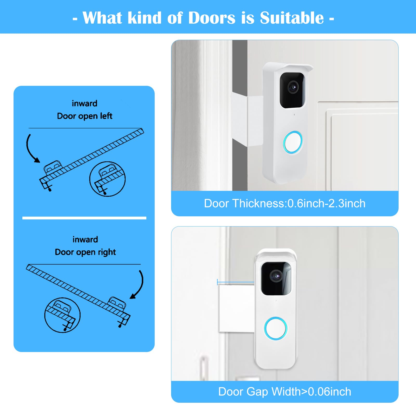 Blink Doorbell Mount, Anti Theft Blink Video Doorbell Mount, No Drill Door Mount For Blink Video Doorbell Camera, No Block Senso