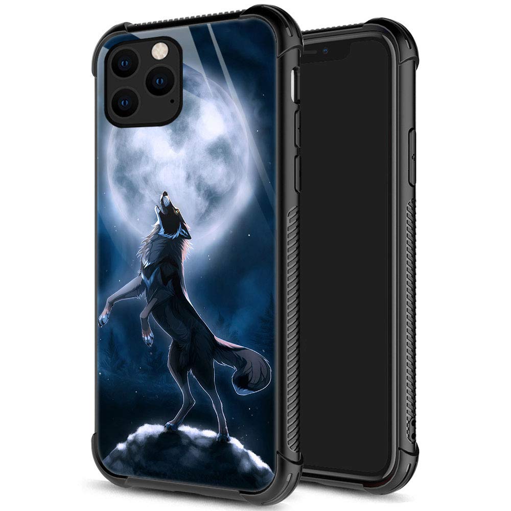 Zhegailian Case Compatible With Iphone 12 Pro Max,Moonlight Wolf Case For Iphone 12 Pro Max For Boys Men,Pattern Design Anti Scr