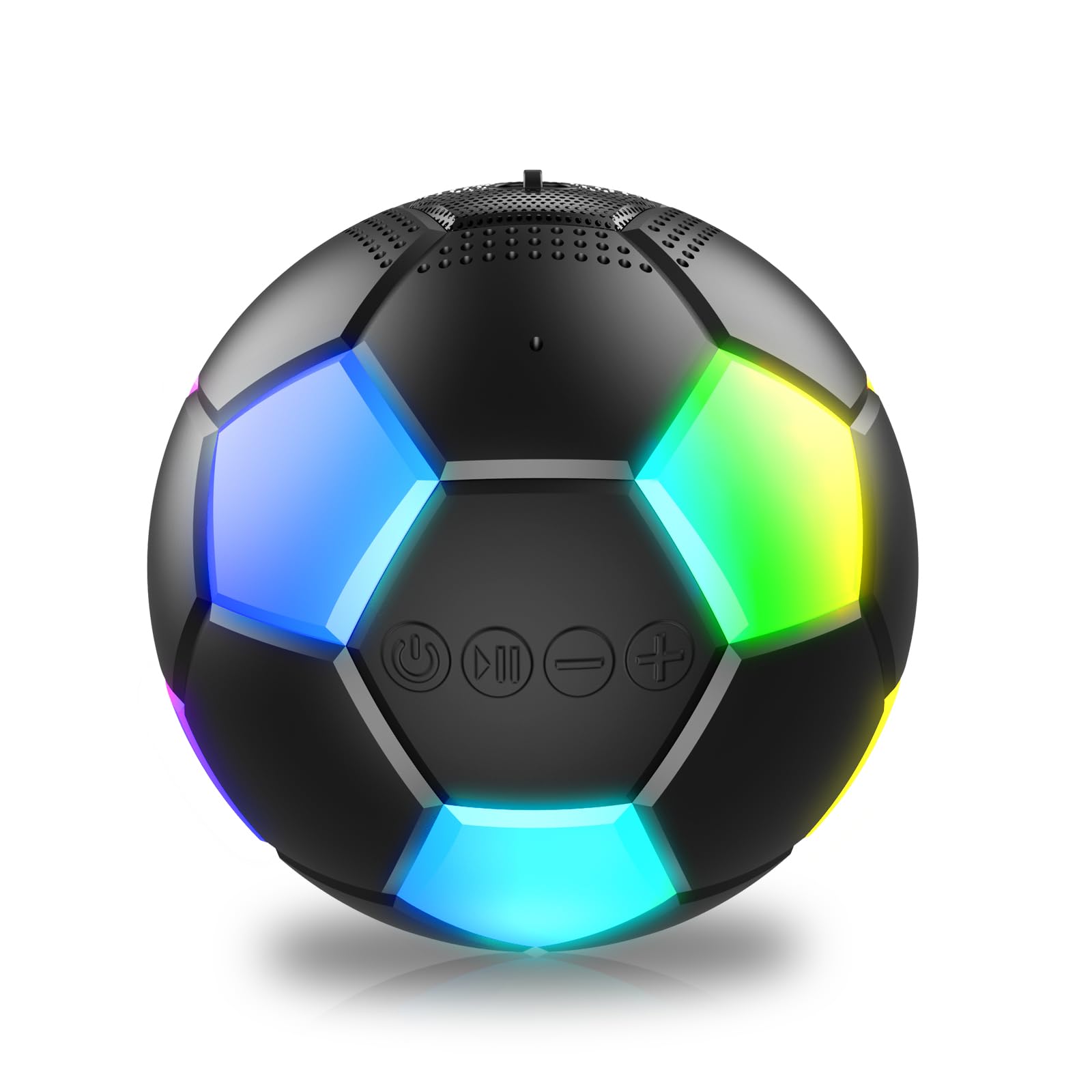 RZLCCL Soccer Ball Shaped Speaker, Portable Wireless Speaker with LED Light, IPX6 Waterproof, 5W Stereo, TWS Pairing, Suitable f