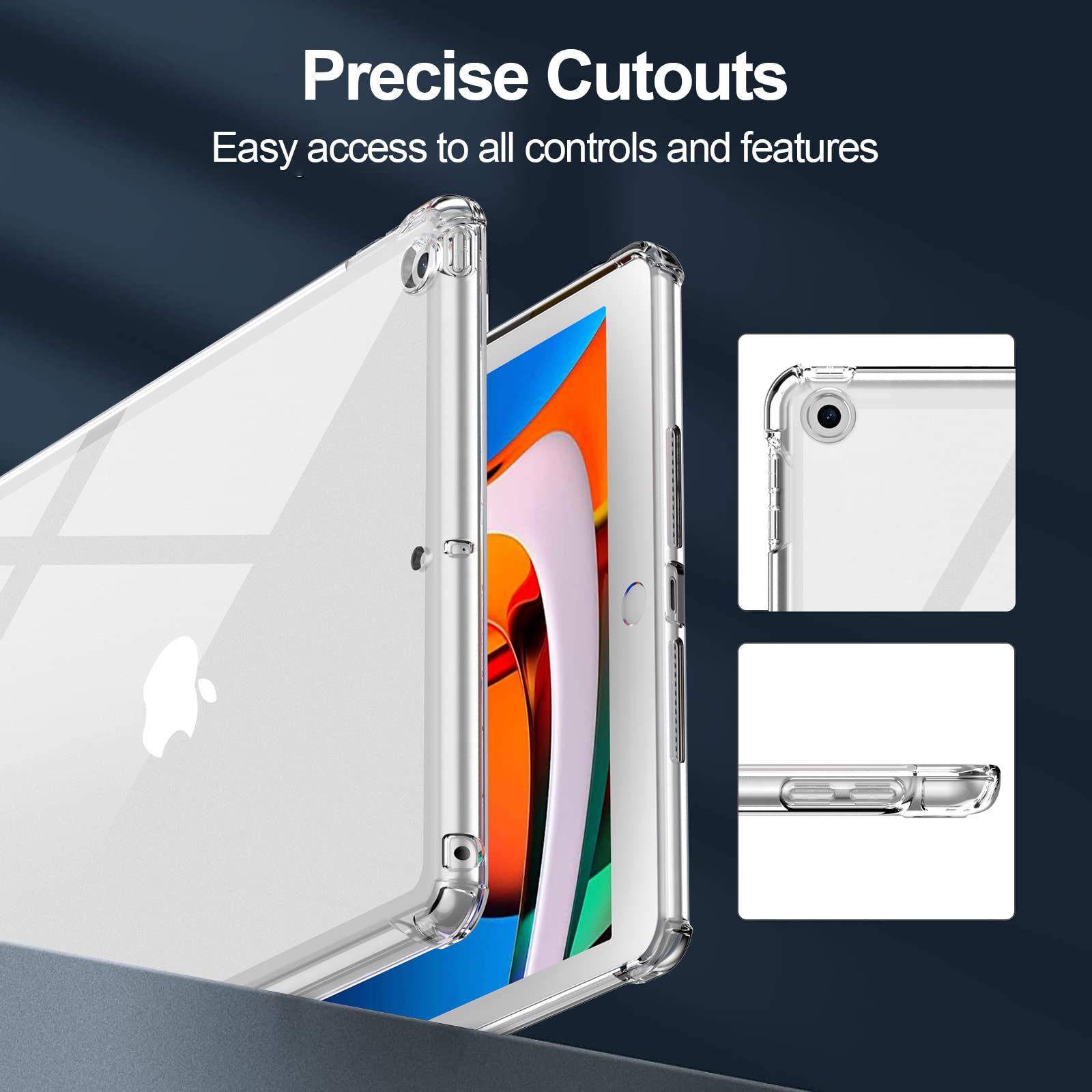 Case For Ipad 9Th/8Th/7Th Generation For Ipad 10.2 Case 2021&2020&2019, Transparent Clear Shockproof Tpu Protective Case (Clear)