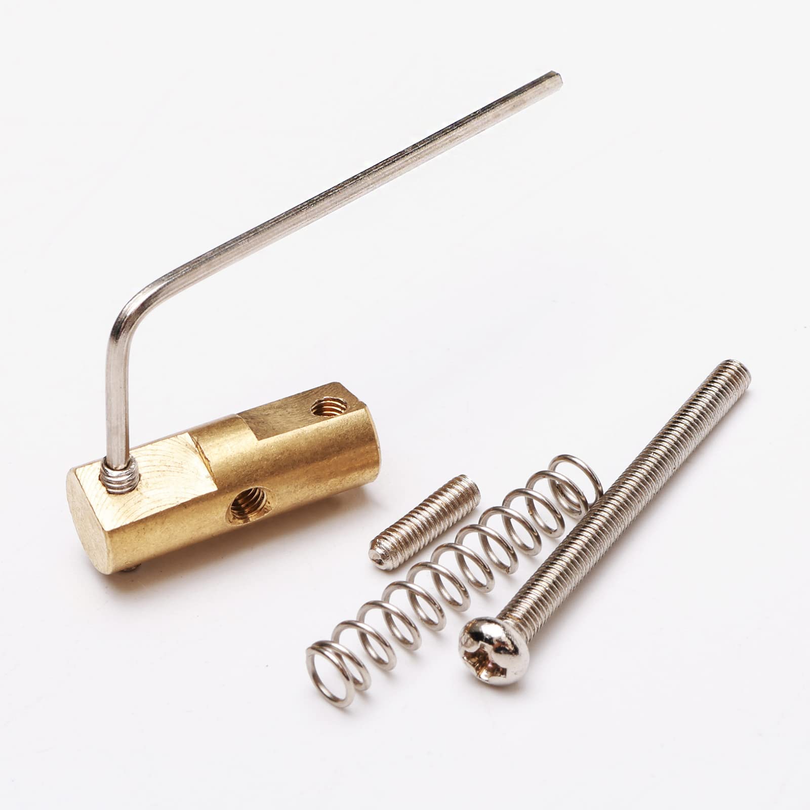 Unxuey Brass Bridge Saddles Replacement For Tele Bass Electric Guitar (3 Pack, Golden With Wrench)