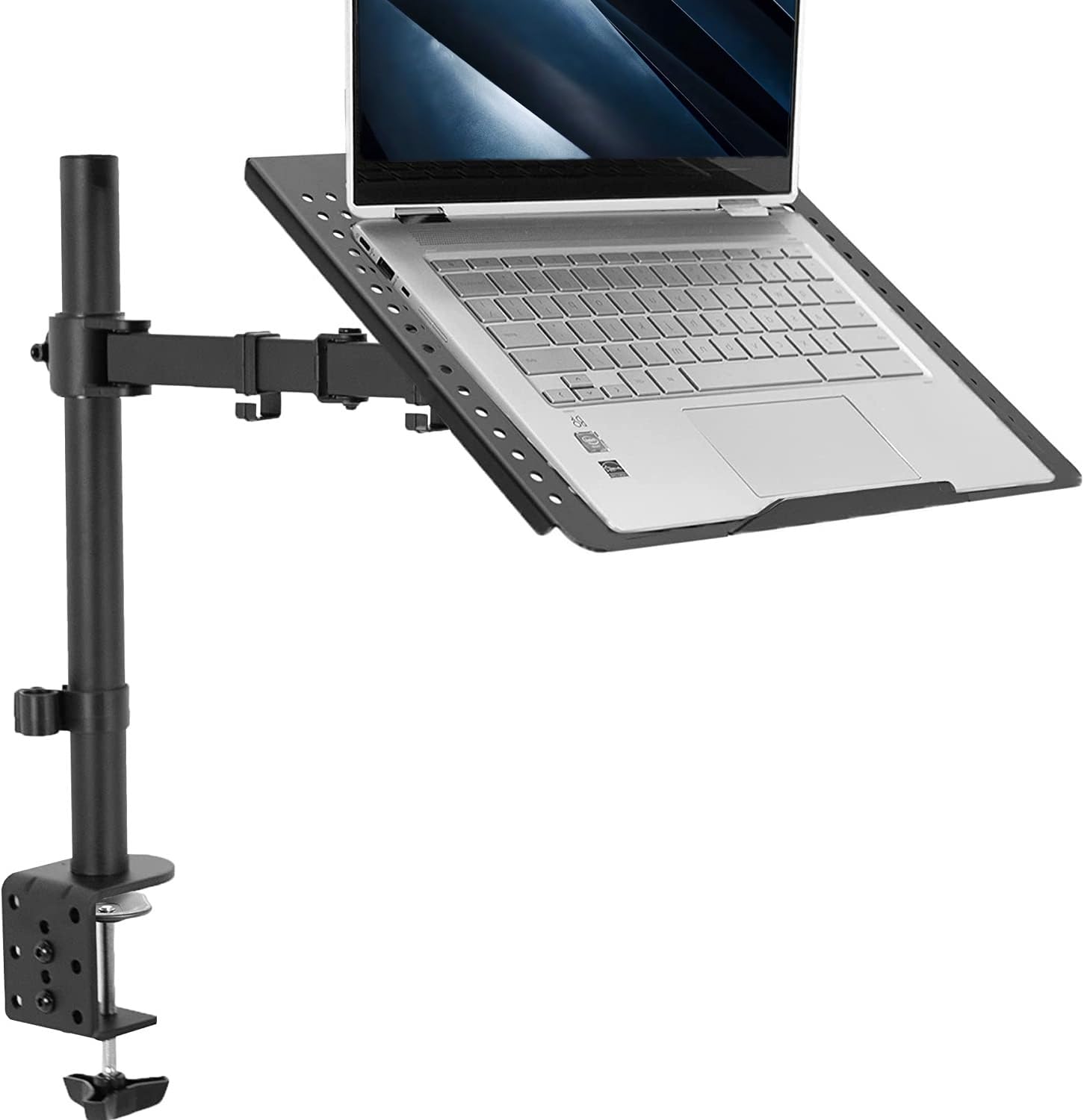 VIVO Single Laptop Notebook Desk Mount Stand, Fully Adjustable Extension with C clamp, Fits up to 17 inch Laptops, Black, STAND V001L