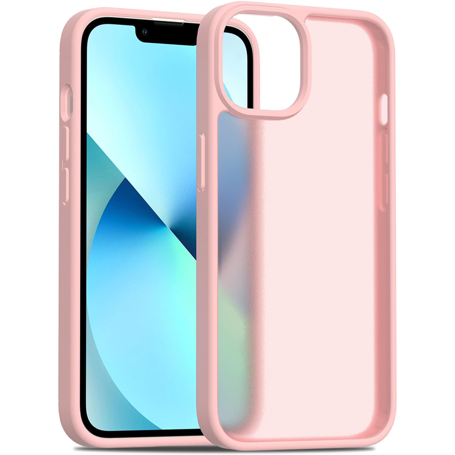 Tenoc Phone Case Compatible With Iphone 13 Mini, Pink Case Translucent Protective Bumper Matte Hard Back Cover For 5.4 Inch