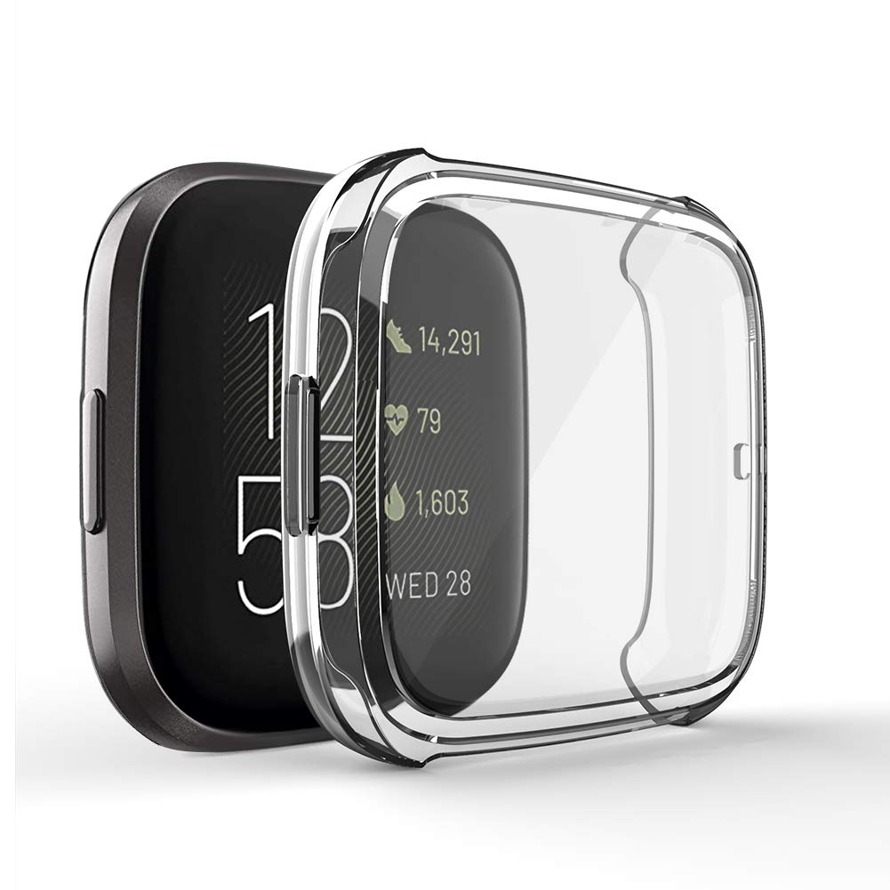 Ghijkl 3 Pack Screen Protector Compatible Fitbit Versa 2 Case, Ultra-Thin Slim Soft Tpu Protective Case All-Around Full Cover Bu