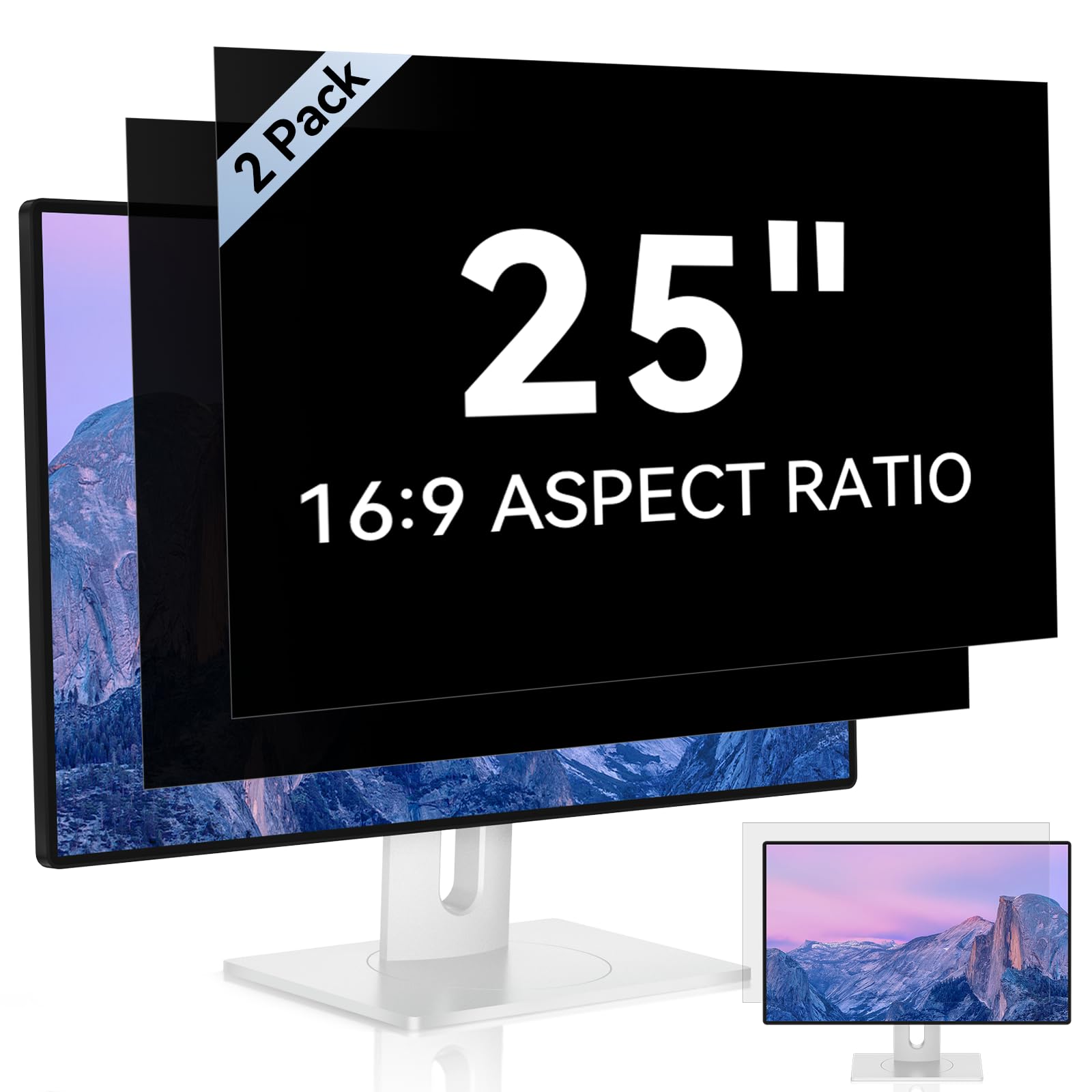 [2 Pack] 25 Inch Computer Privacy Screen For 16:9 Aspect Ratio Widescreen Monitor, Eye Protection Anti Glare Blue Light Computer