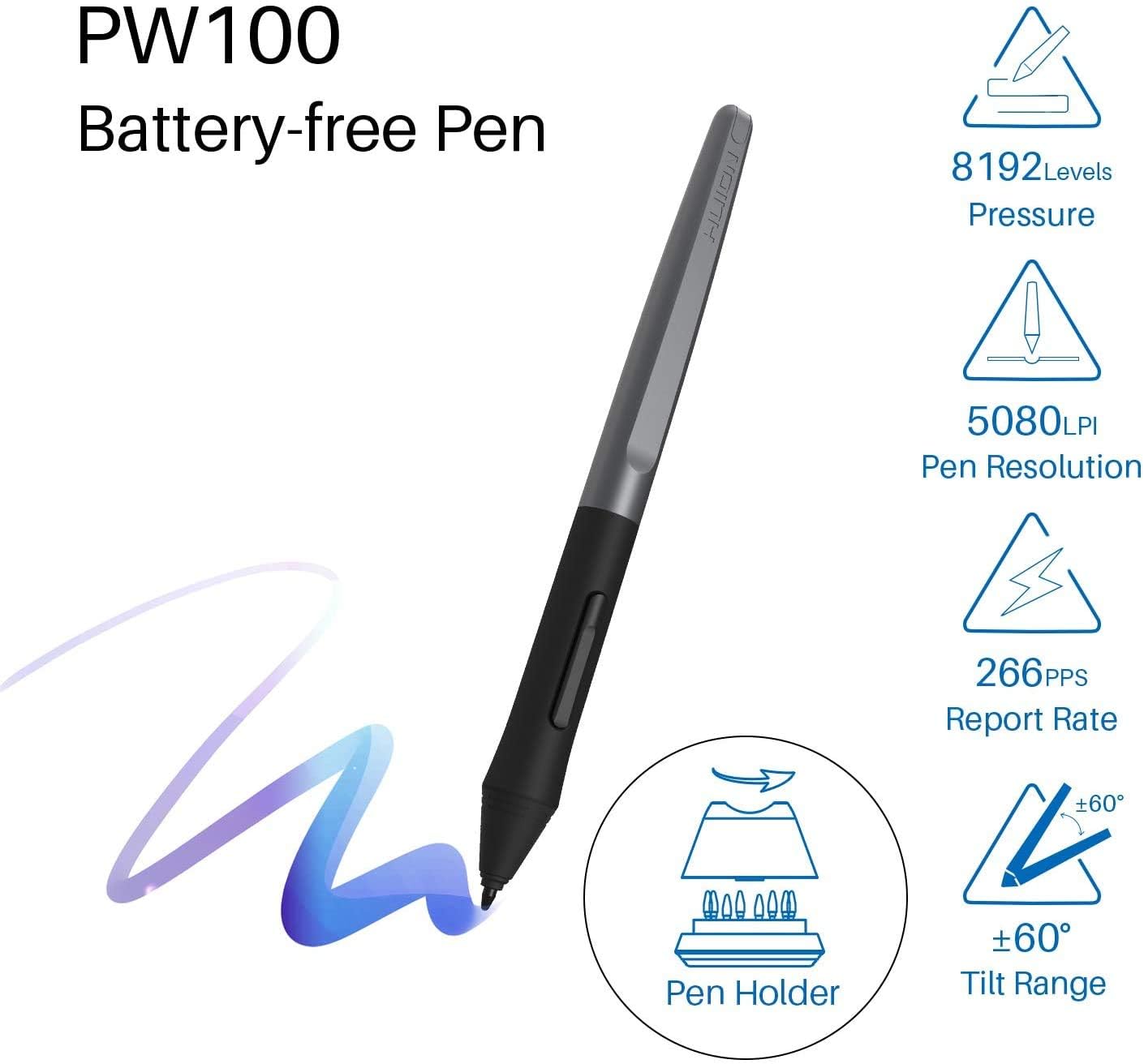 Huion Inspiroy H950P Drawing Tablet, 8X5 Inch Digital Art Tablet With Battery-Free Stylus, 8192 Pen Pressure, Tilt, 8 Hot Keys,