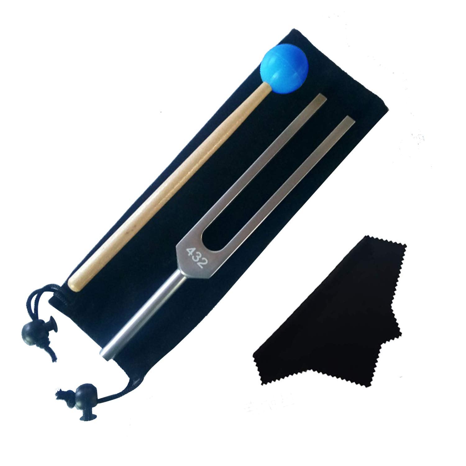 432 Hz Aluminum Alloy Tuning Fork, With Wooden Hammer And Cleaning Cloth For Tune Violin Piano, Guitar, Perfect Healing, Balanci