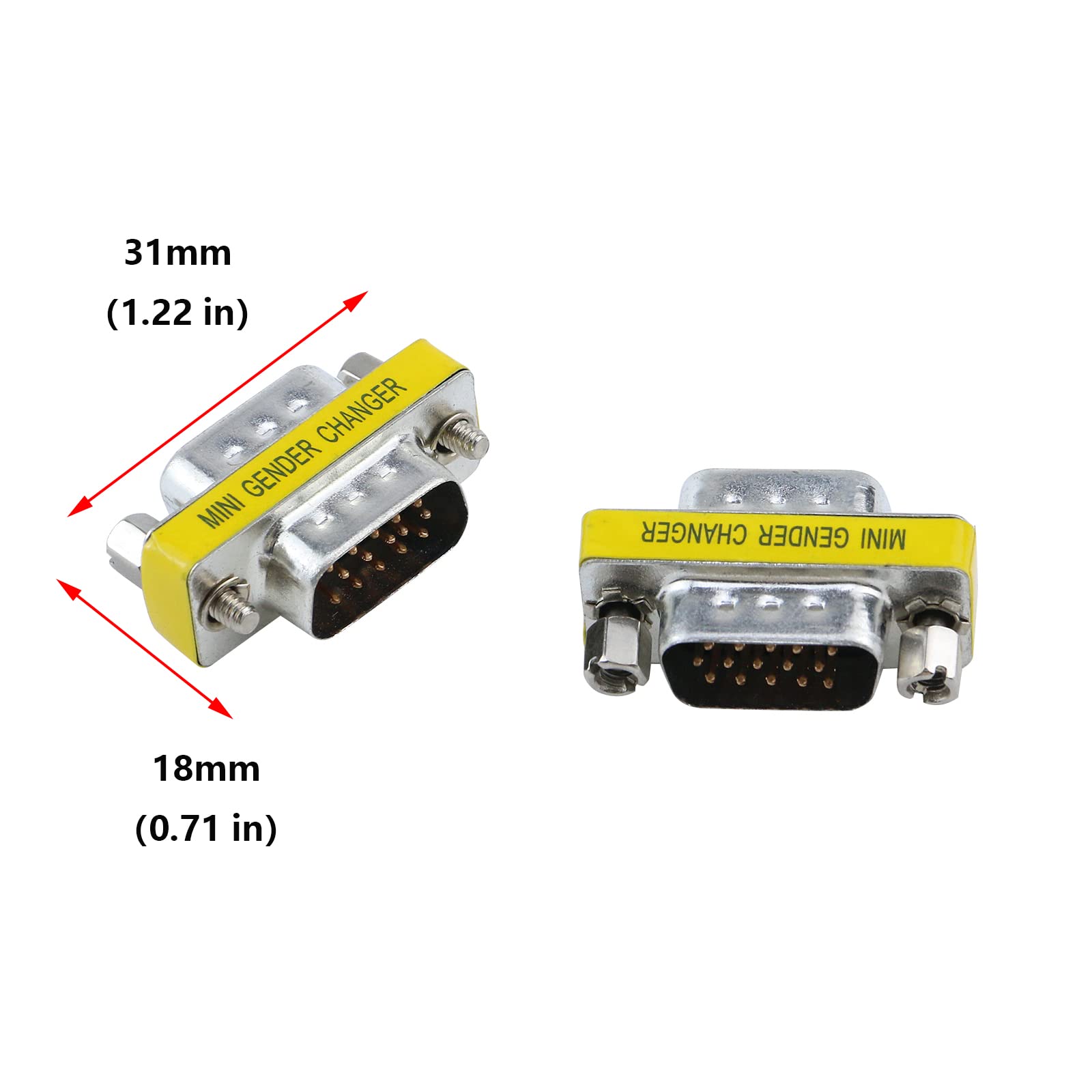Antrader 6 Pack Db15 Vga Svga Kvm Male To Male Mini Gender Changer Coupler Adapter Connector For Pc